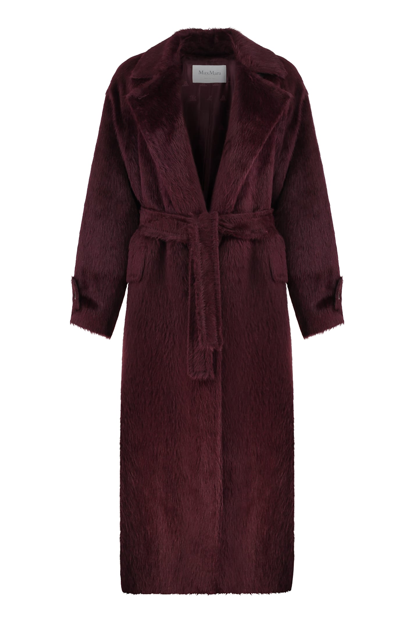 Max Mara Long Coat In Alpaca And Wool In Brown