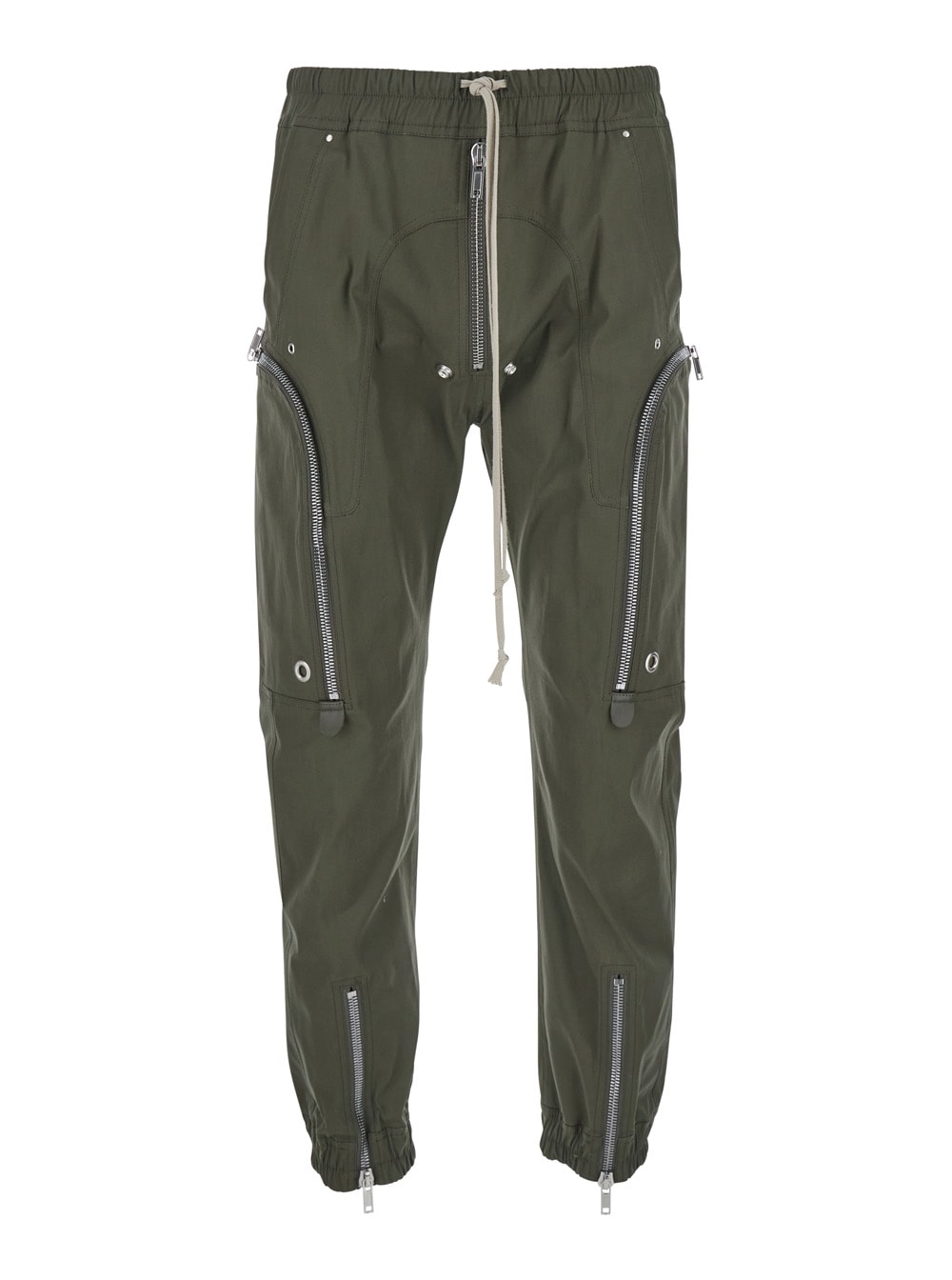 Rick Owens Bauhaus Green Pants With Elastic Waist In Cotton Stretch Man In Green