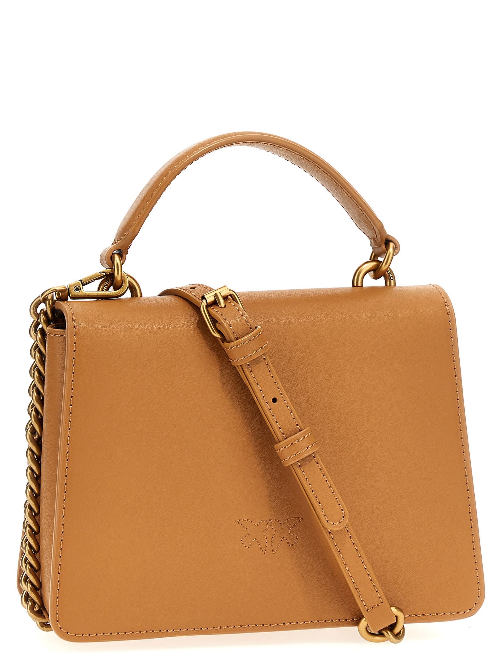 Pinko Love One Top Handle Mini Handbag In Beige