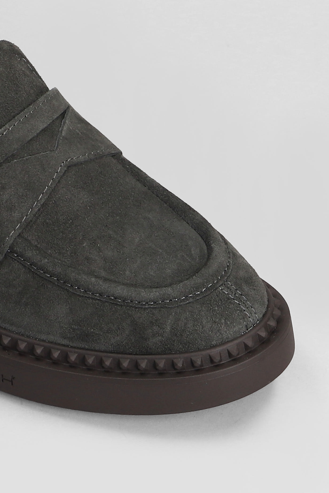 Shop Ash Medusa Loafers In Gunmetal Suede