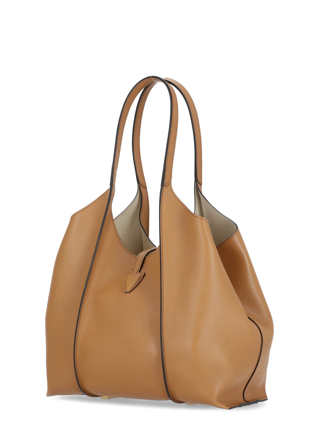 Shop Tod's Leather Shopping Bag In Beige