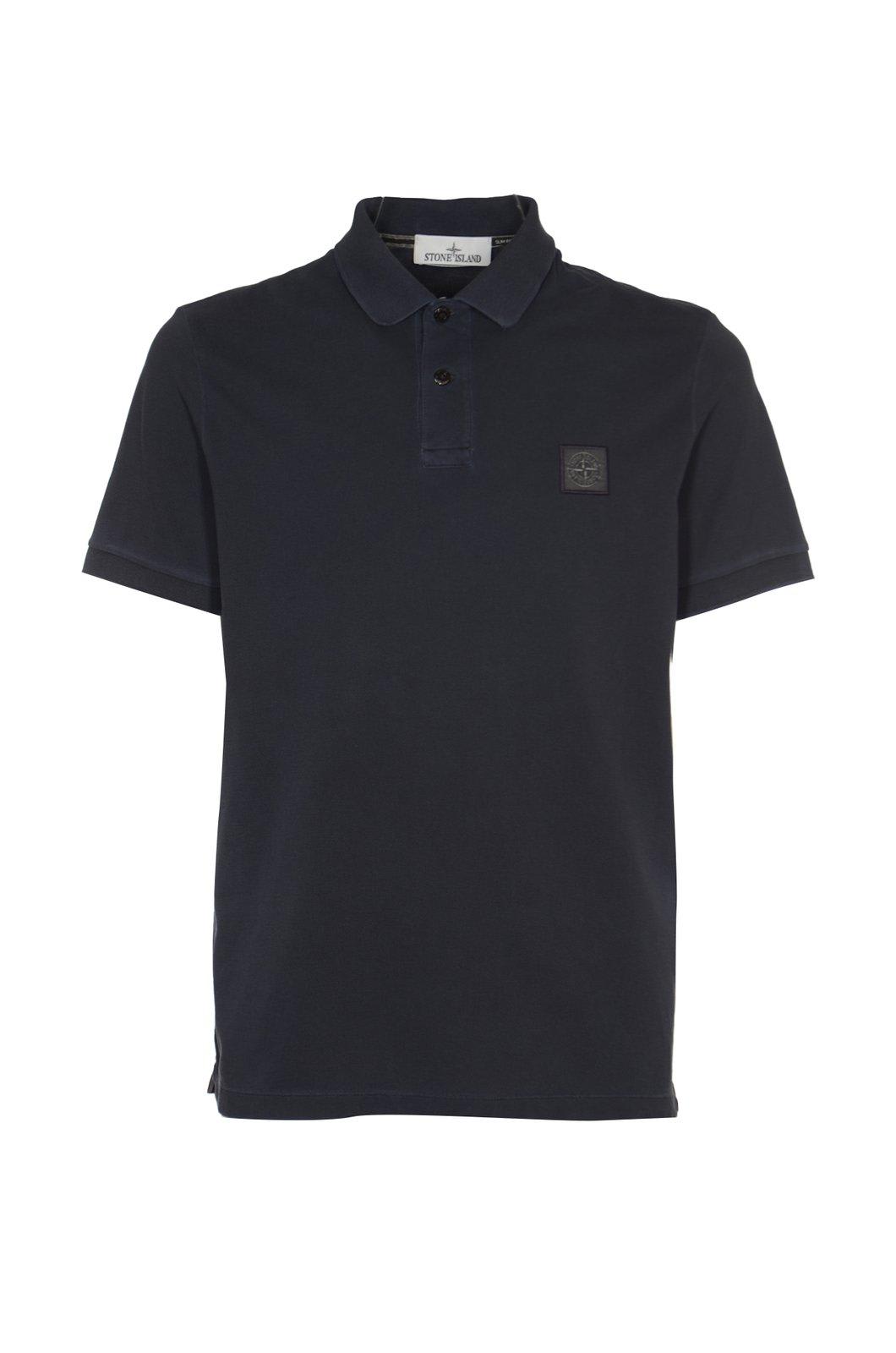 Shop Stone Island Logo Patch Short-sleeved Polo Shirt In Blu