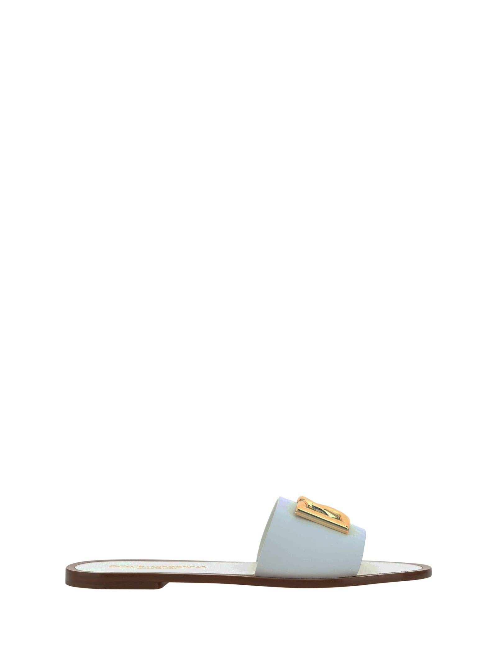 Shop Dolce & Gabbana Slide Sandals In Bianco Ottico