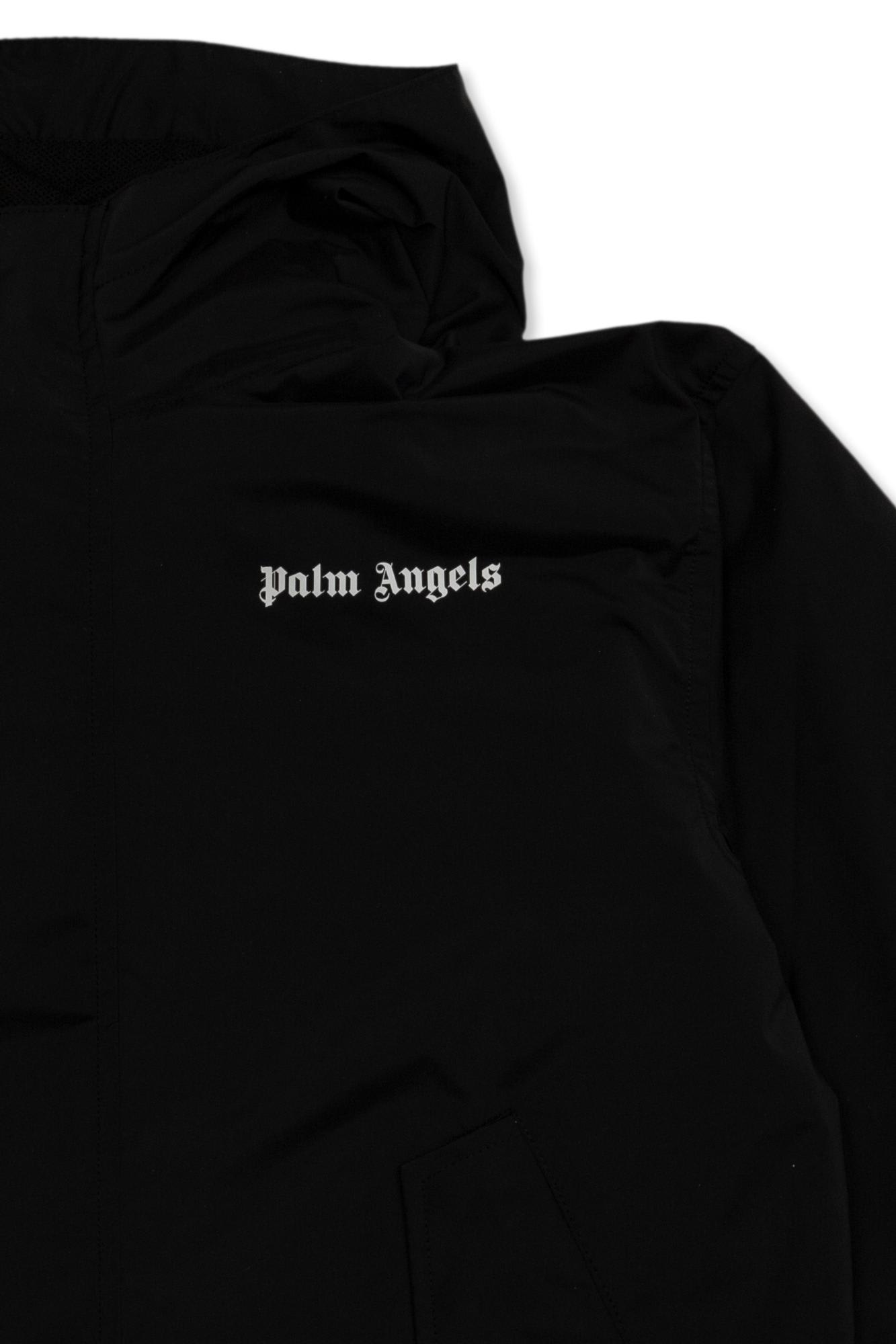 Shop Palm Angels Kids Jacket With Logo In Black White