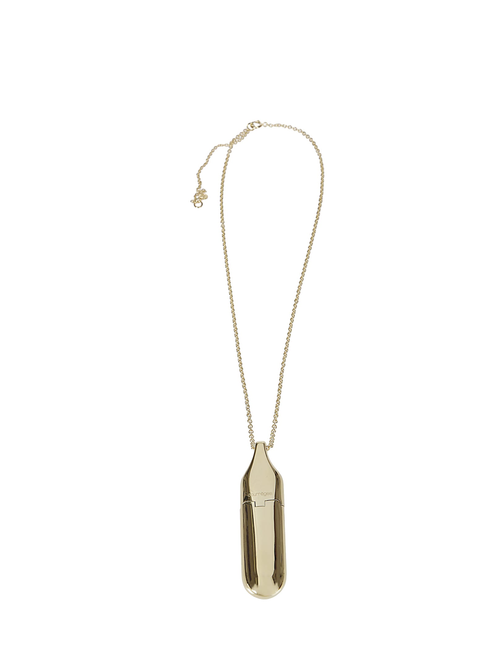 Shop Courrèges Flask Necklace In Light Gold