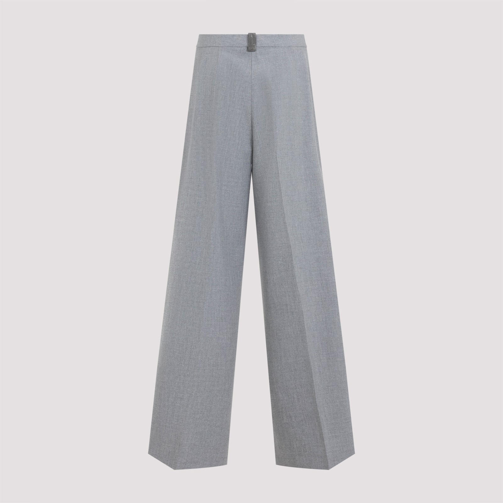 Fabiana Filippi Wide-leg Trousers With Clean Waistband And Subtle Pleats In Blue
