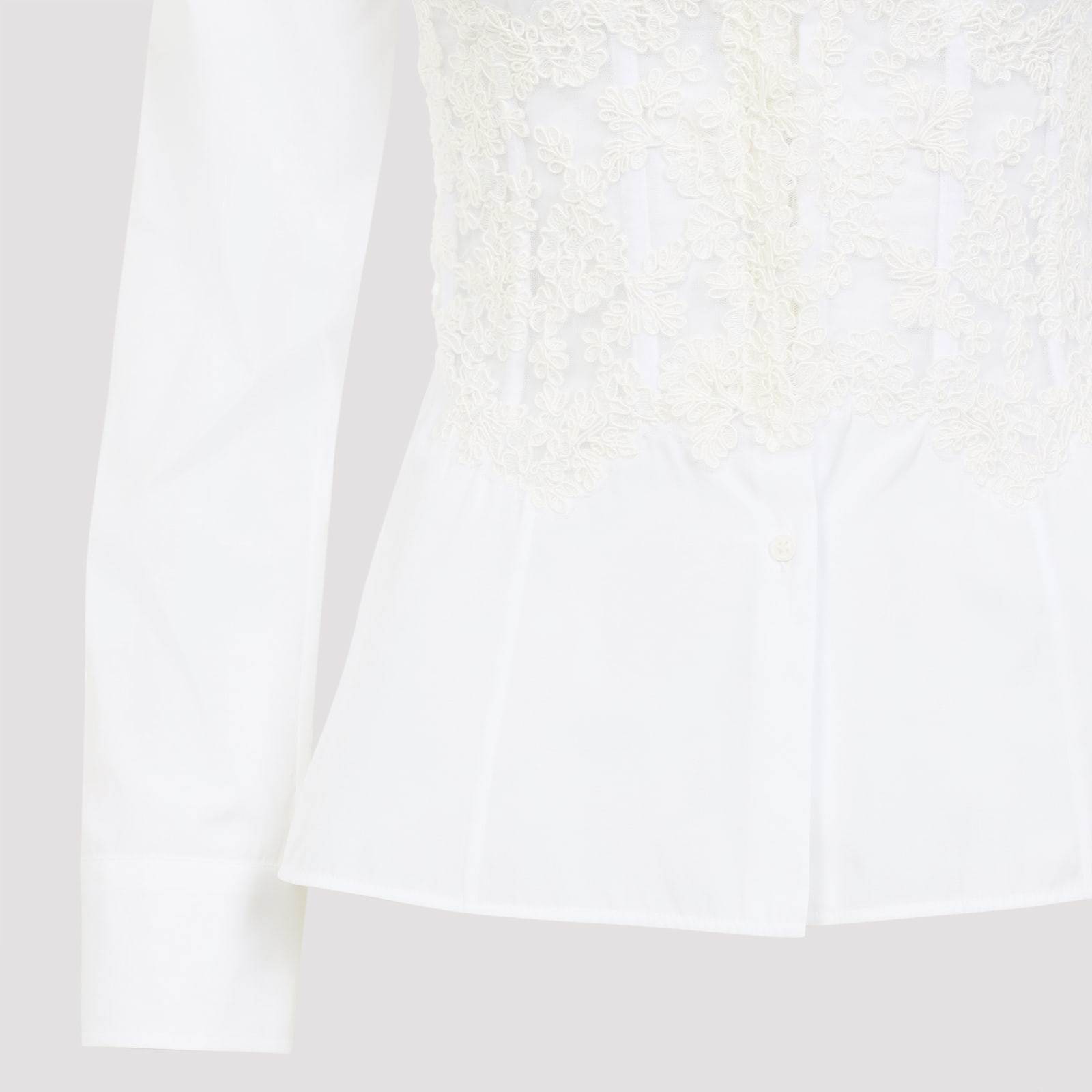 Ermanno Scervino Tailored White Shirt With Lace Overlay In White