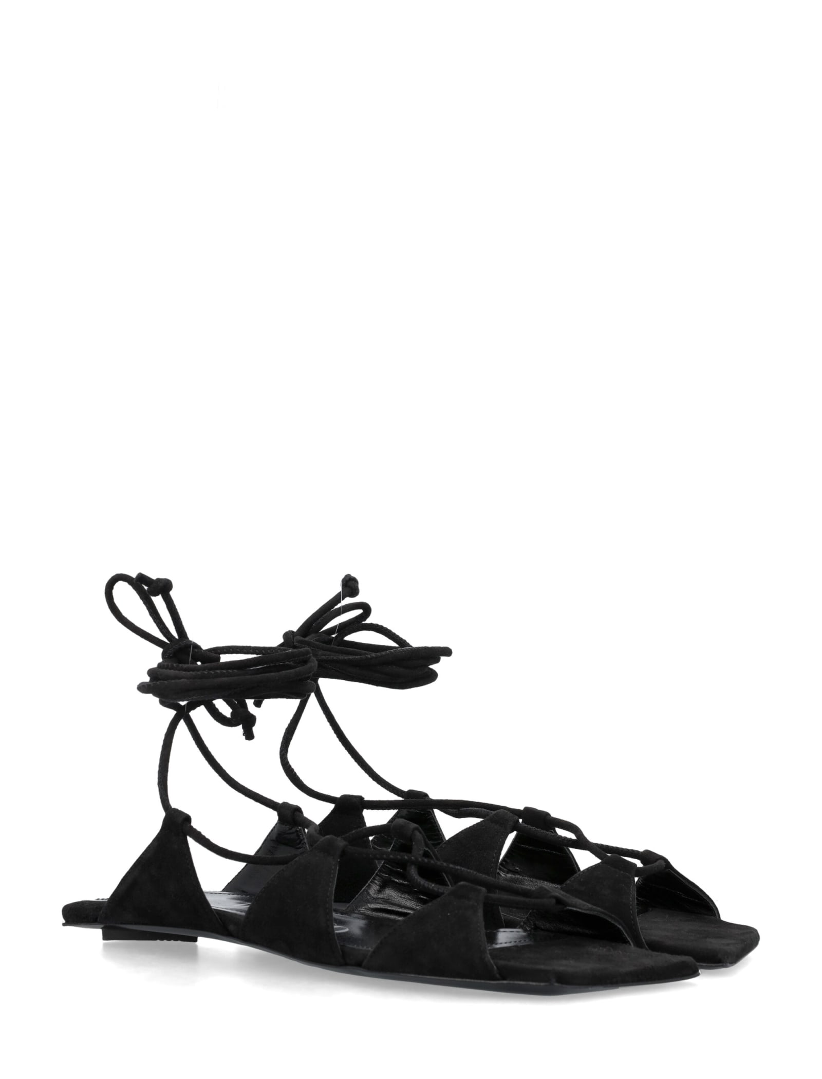 Shop Attico Reneé Flat Sandals In Black