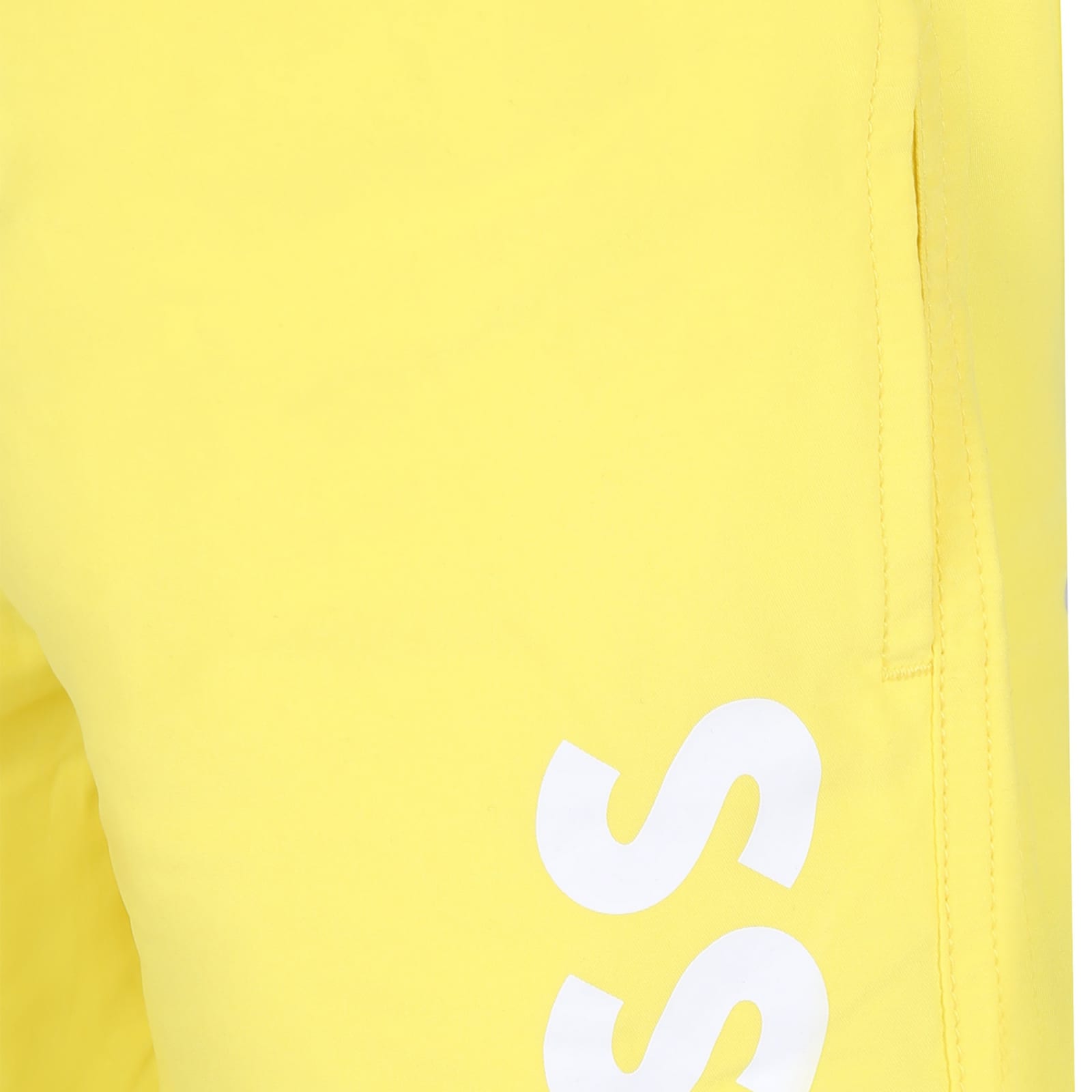 Shop Hugo Boss Yellow Swim Shorts For Boy With Logo