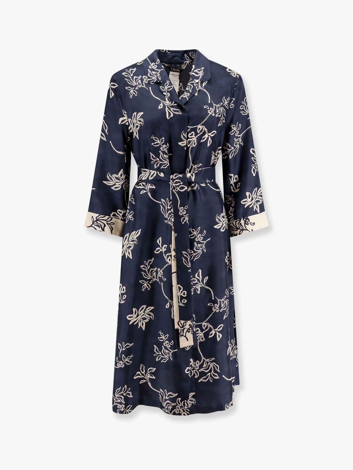 S Max Mara Timeo Kaftan Silk Dress With Floral Print In Blue