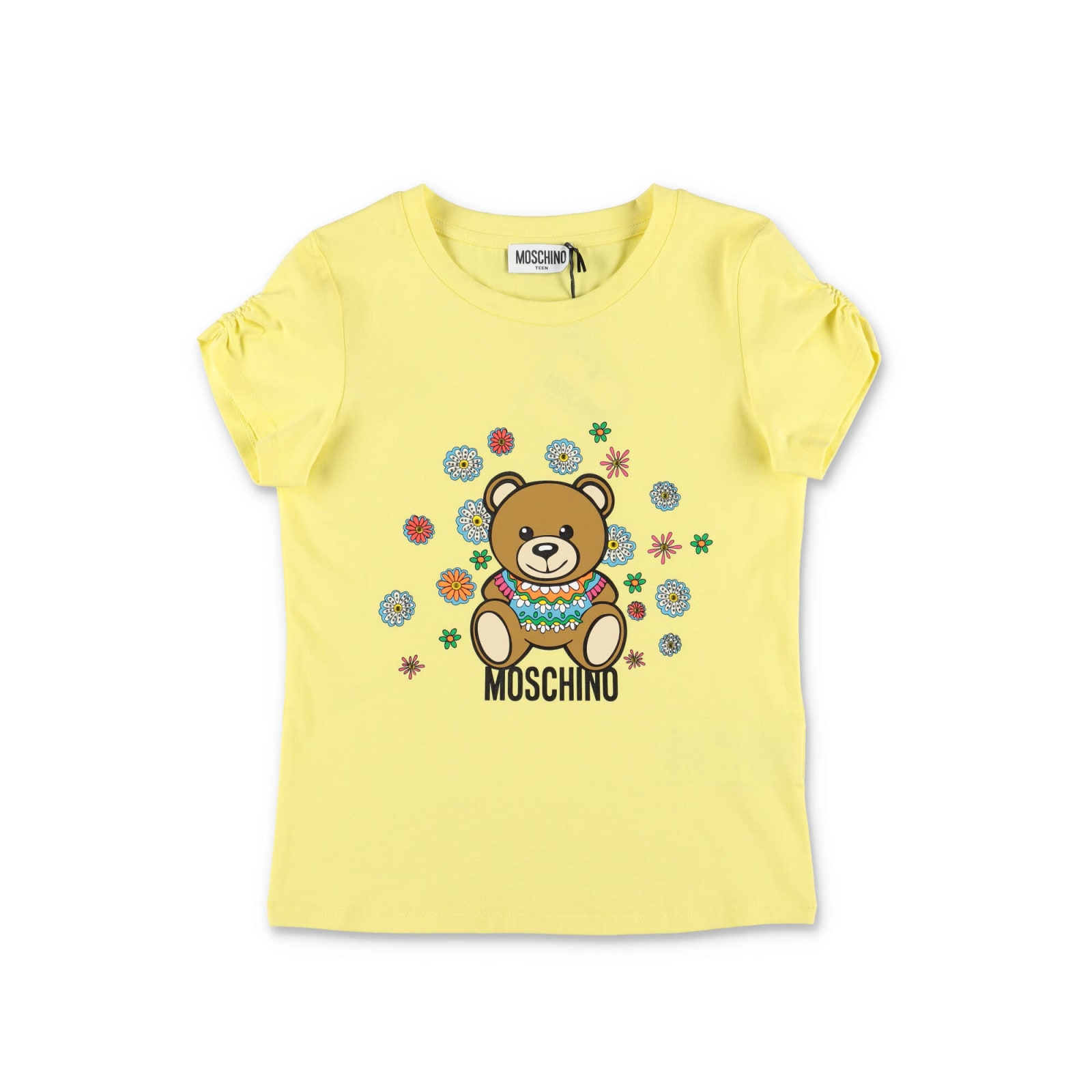 Moschino T-shirt Teddy Bear Gialla In Jersey Di Cotone Bambina