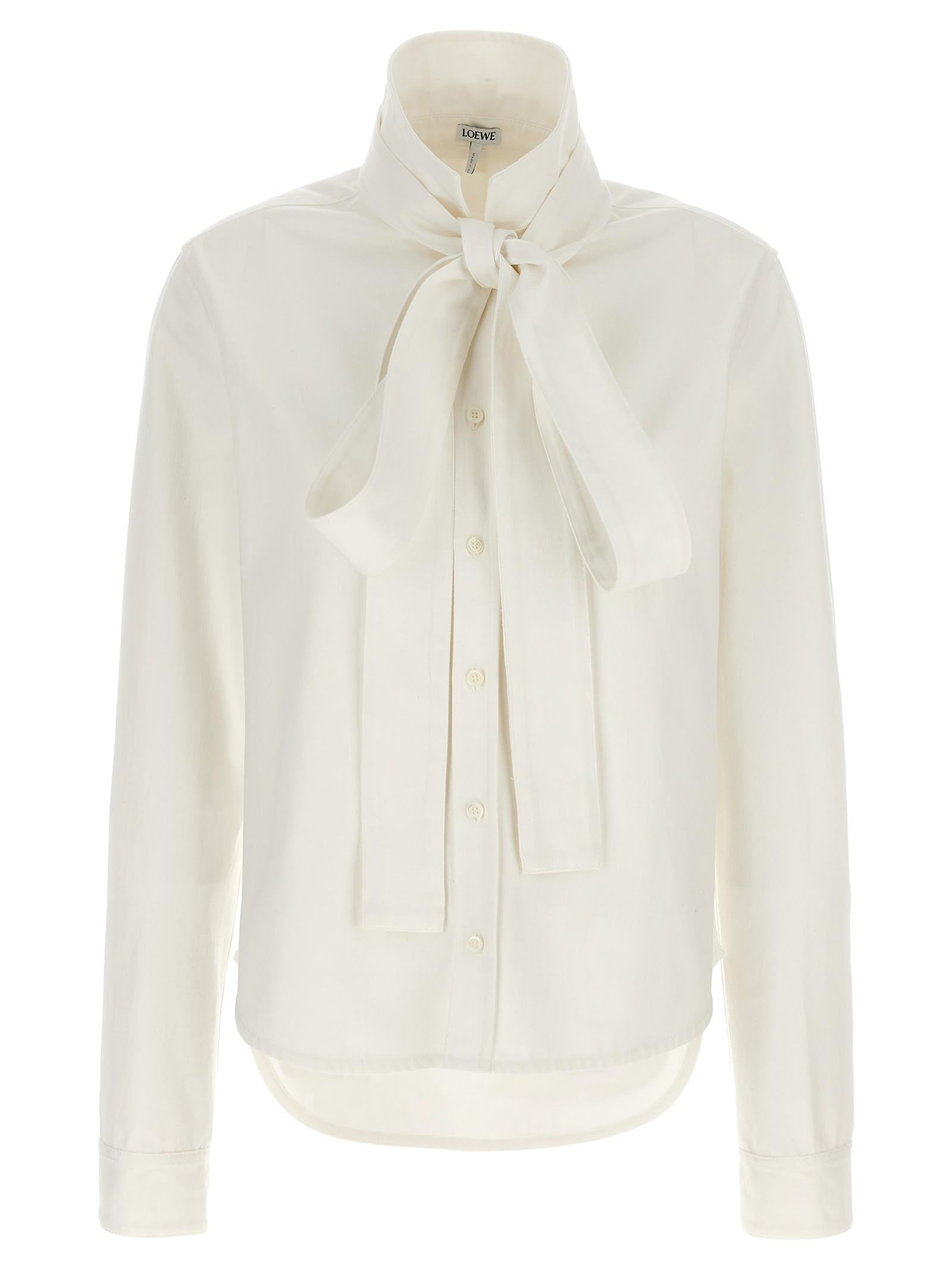 Shop Loewe Denim Bow Shirt In White