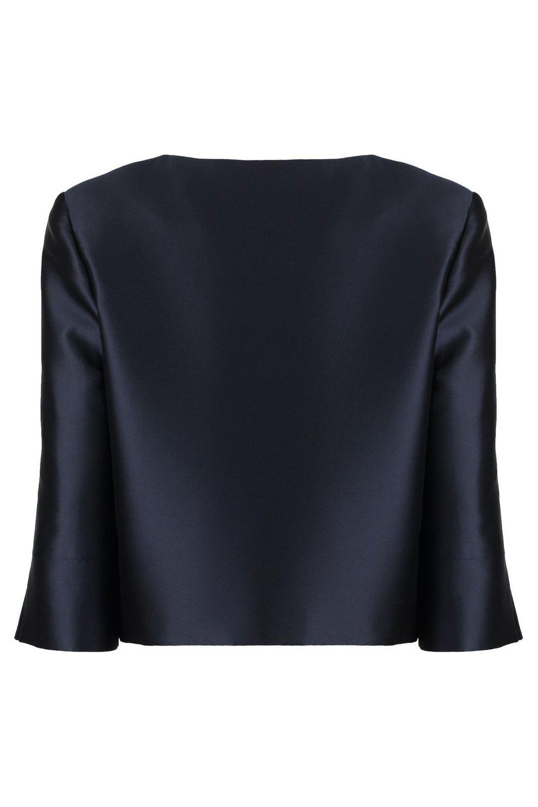 Alberta Ferretti Satin Finish Open Front Jackets In Blu