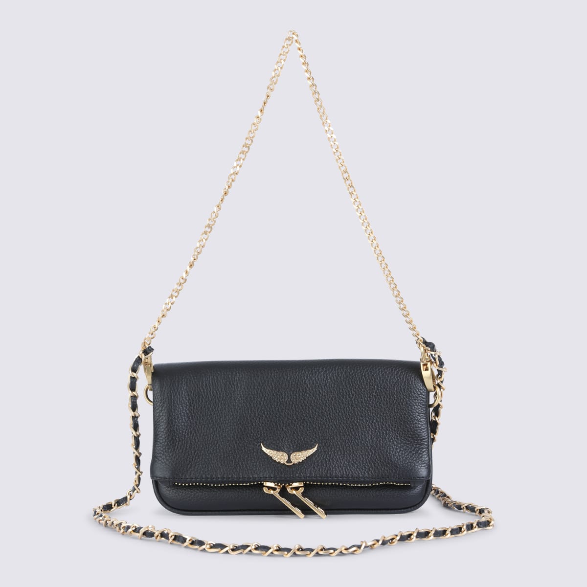 Zadig & Voltaire Black Leather Rock Nano Shoulder Bag In Black