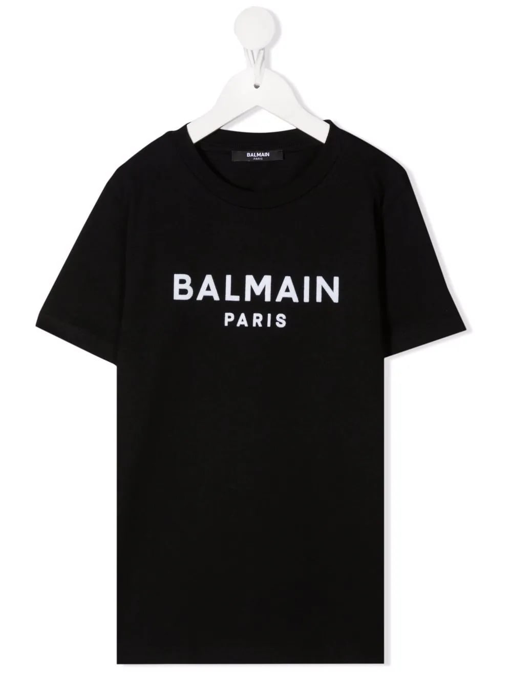 Balmain Kids Black T-shirt With White Velvet Logo