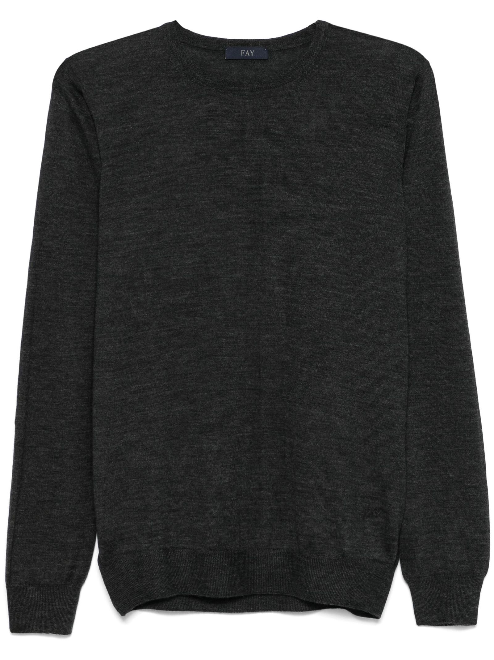 Shop Fay Dark Grey Virgin Wool-silk Blend Sweater