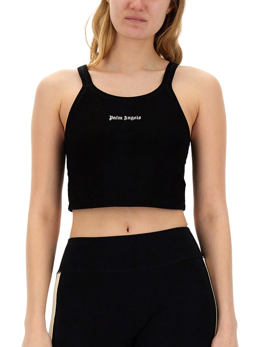 Shop Palm Angels Tops With Logo In Black