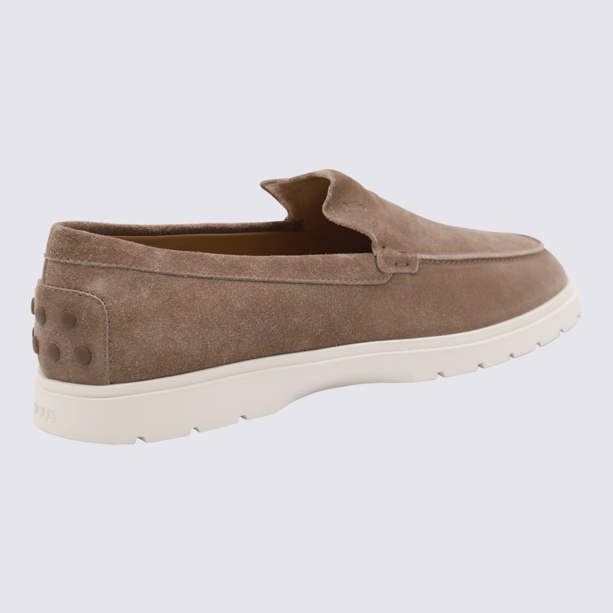 Shop Tod's Beige Suede Loafers In Light Brown