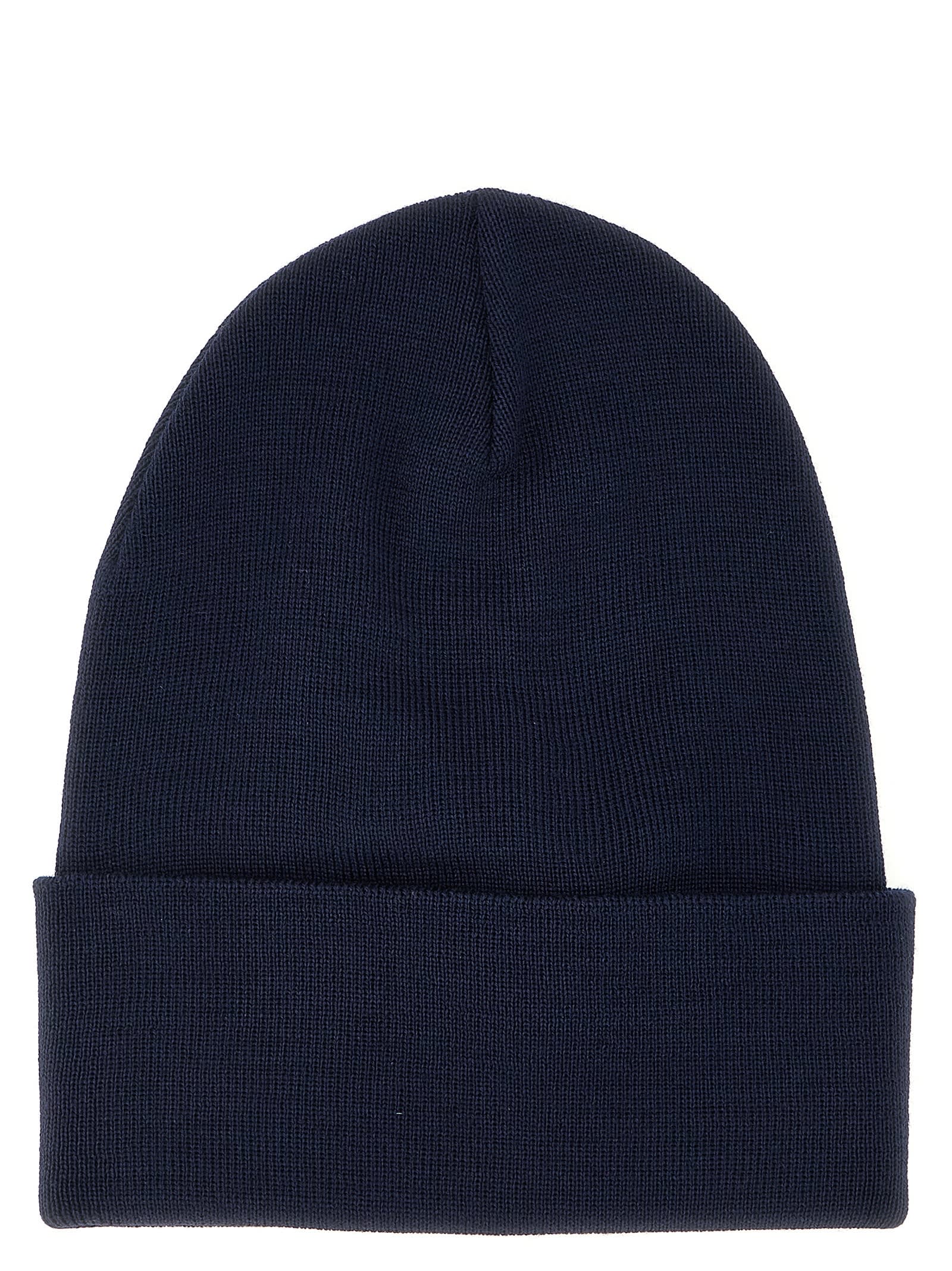 Moncler Grenoble Logo Patch Knitted Beanie In Blue