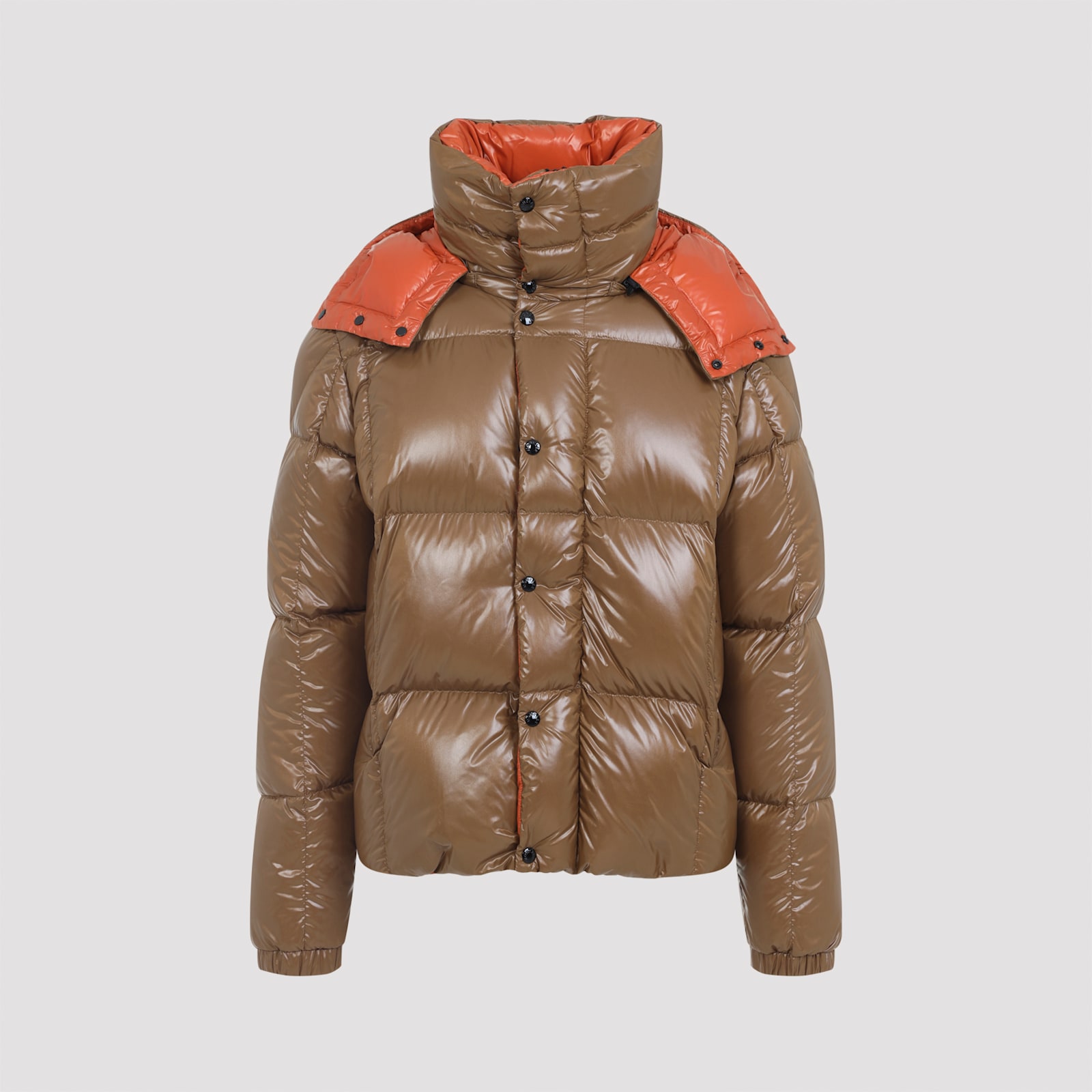 Moncler Parana Hooded Cropped Down Jacket In Brown
