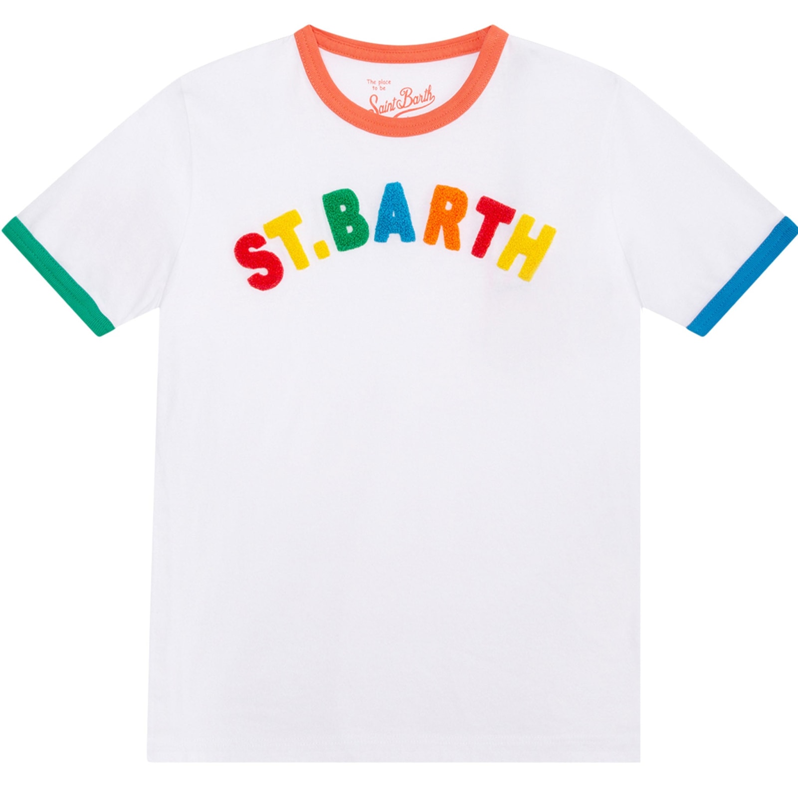 Mc2 Saint Barth Kids' Girl Cotton T-shirt With Embroidery In White