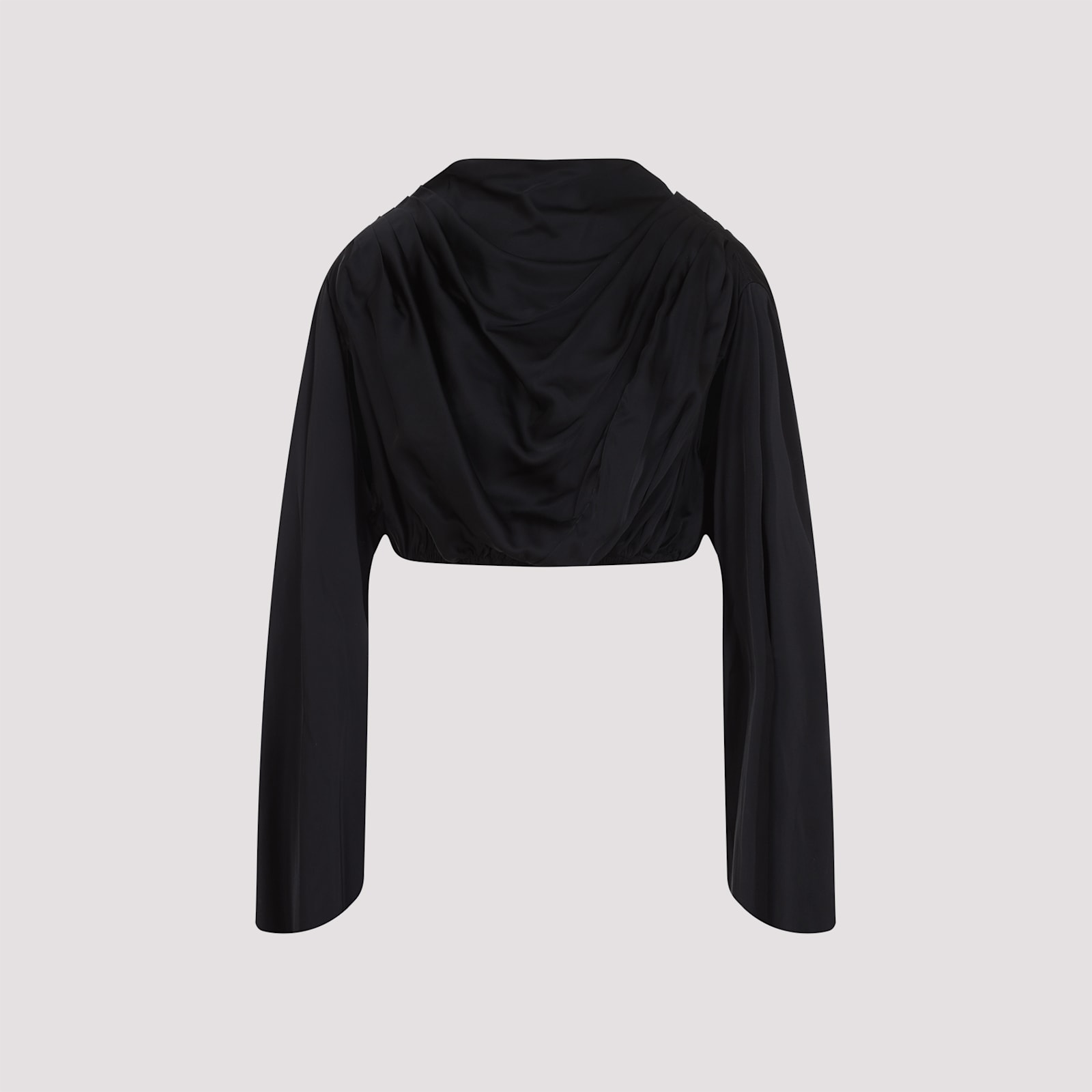 Rick Owens Draped Tech Fabric Top With Button Detail In Black