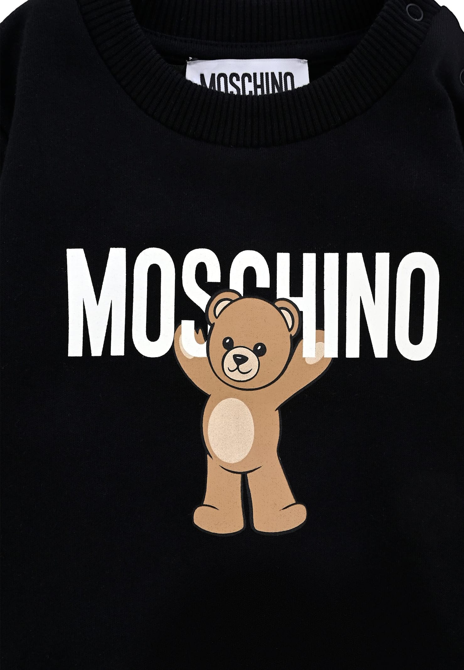 Moschino Black Sweatshirt For Babykids With Teddy Bear In Black