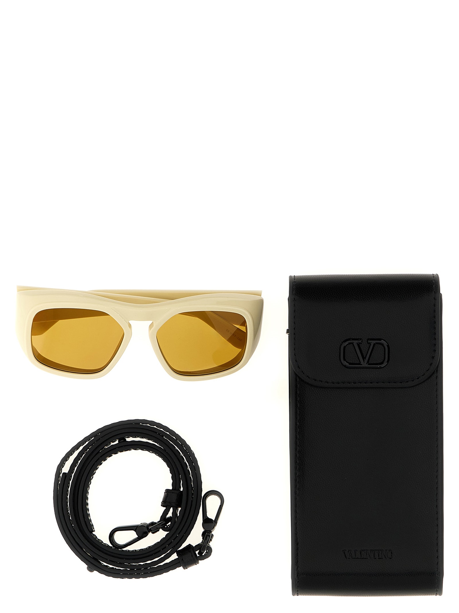 Valentino Acetate Square Frame Sunglasses In Yellow