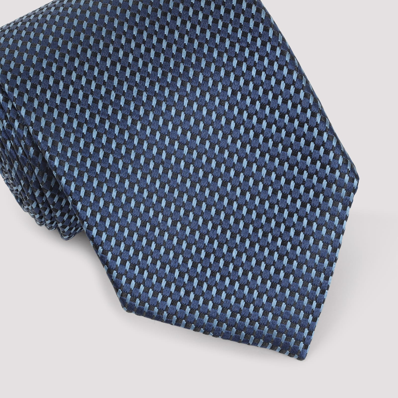 Tom Ford Silk Tie With Textured Pattern In Blue