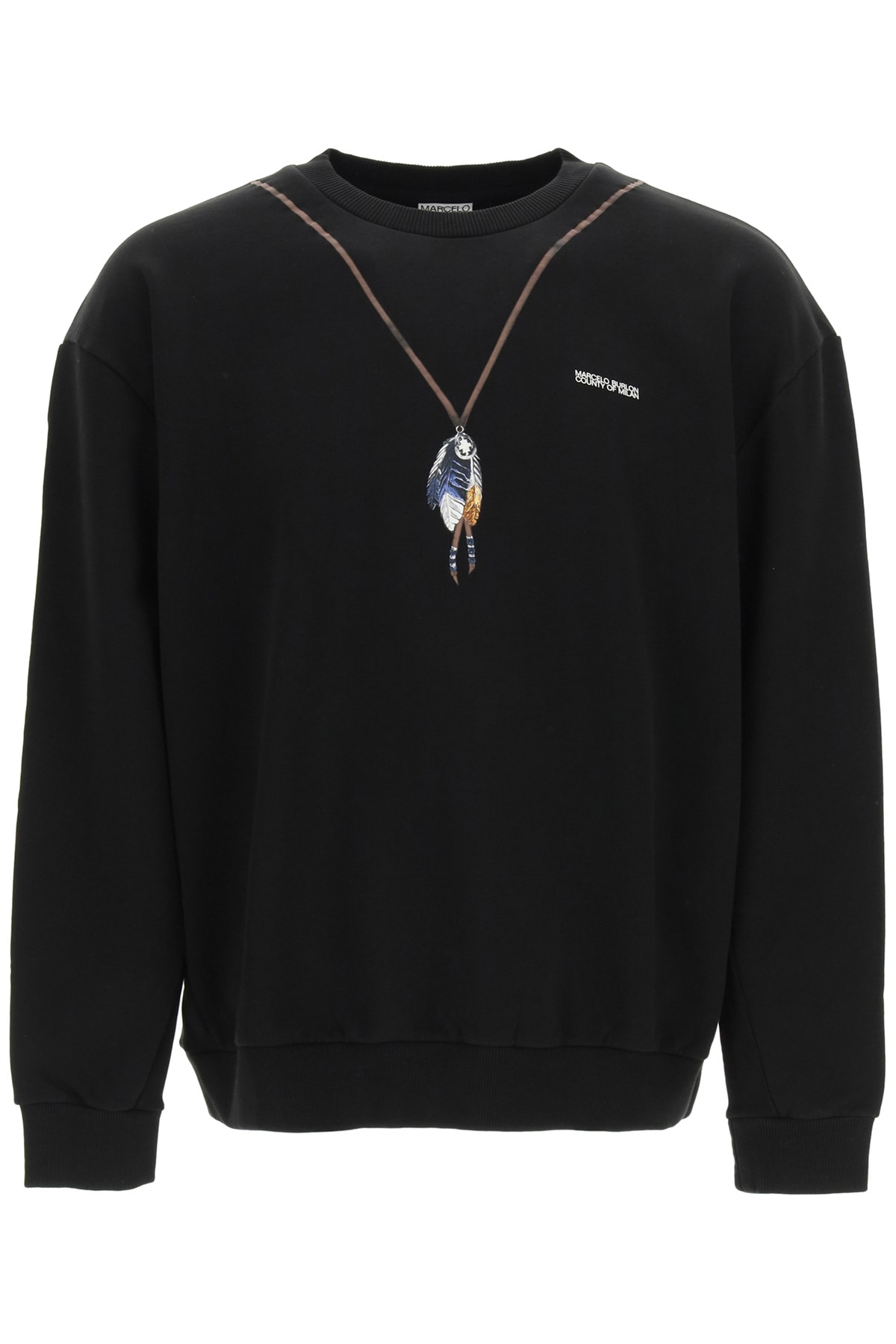 Marcelo Burlon Crewneck Sweatshirt With Single Chain Feathers Print