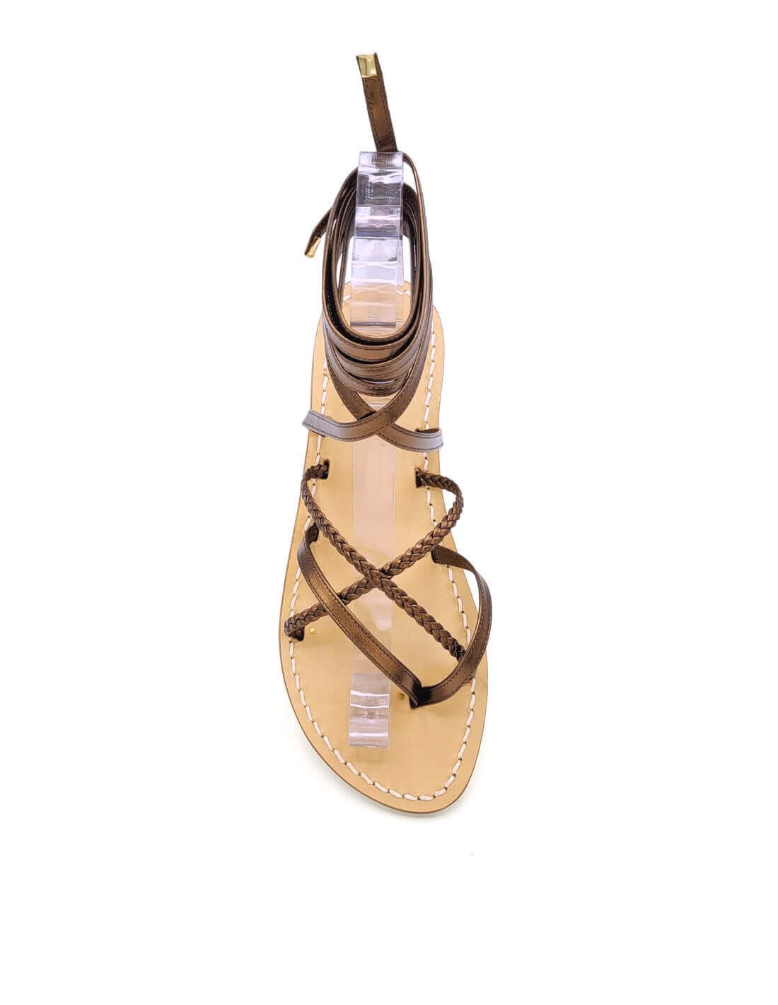 Tobacco Laminated Leather Gladiator Sandals