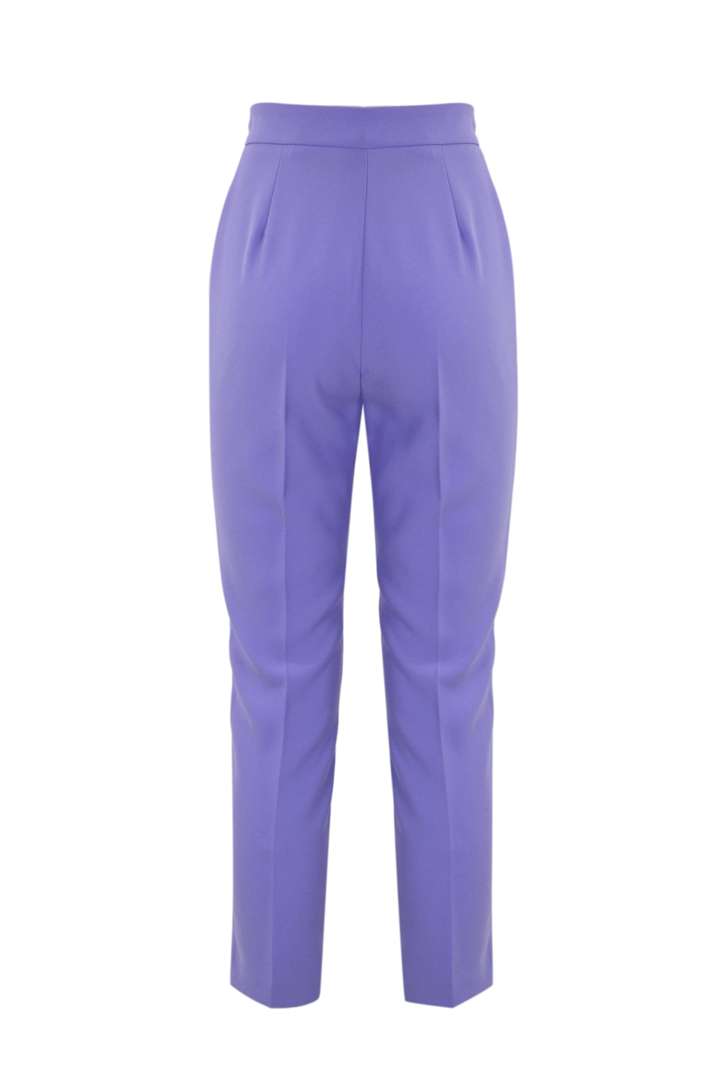 Shop Elisabetta Franchi Straight Trousers With Buckle In Iris