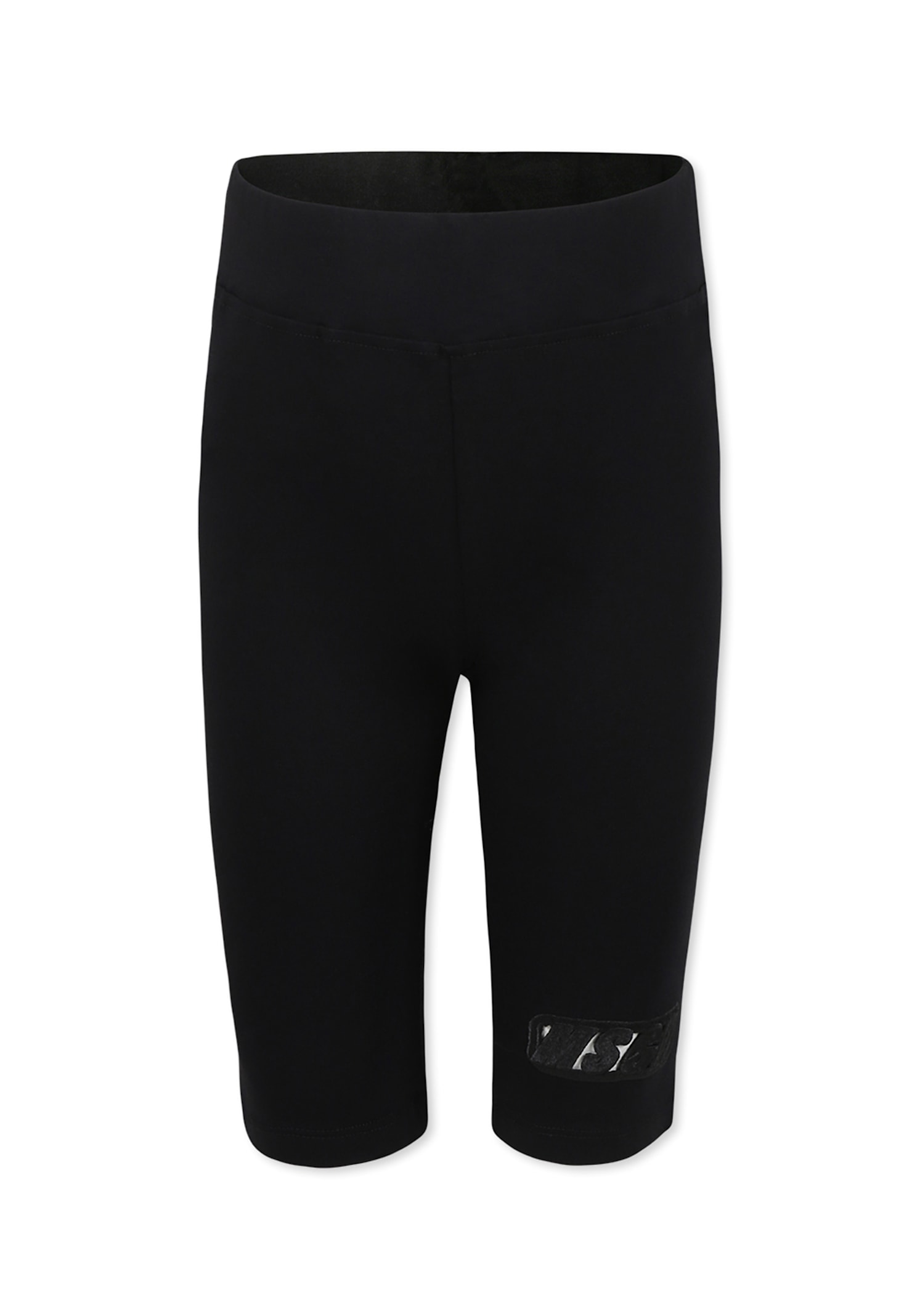Msgm Black Shorts For Girl With Logo In Black