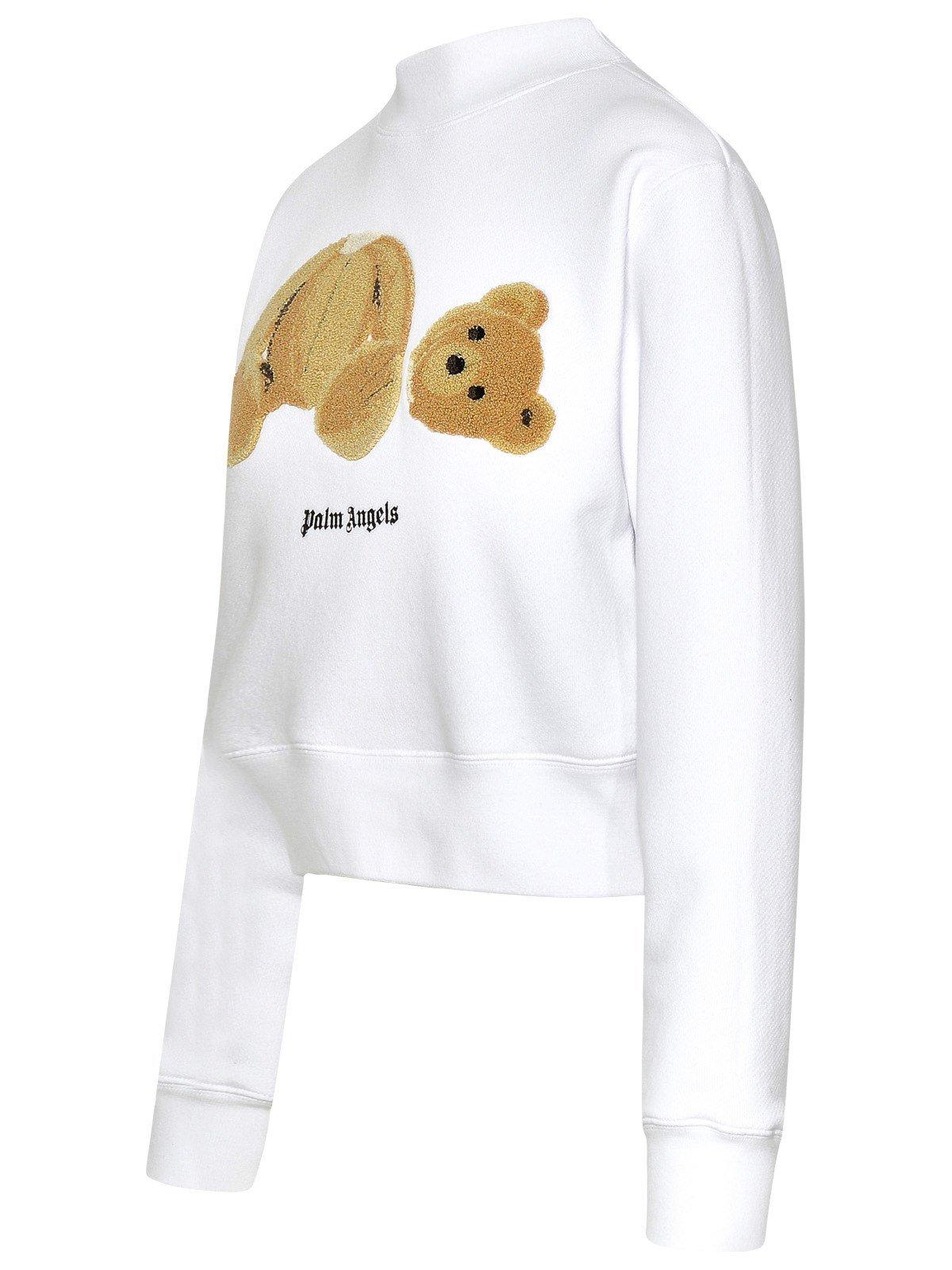 Shop Palm Angels Bear Patch Crewneck Sweatshirt In Bianco