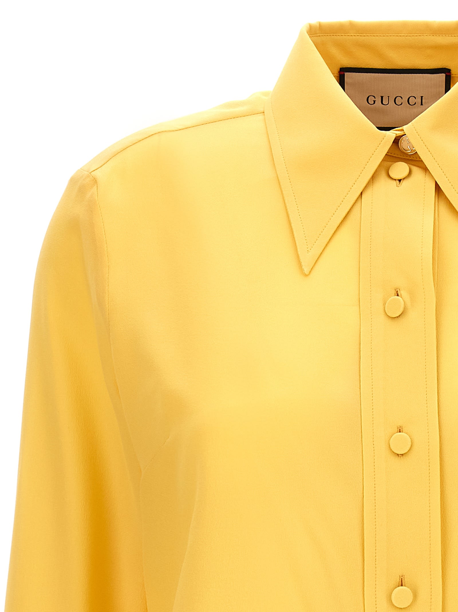 Shop Gucci Silk Shirt In Yellow