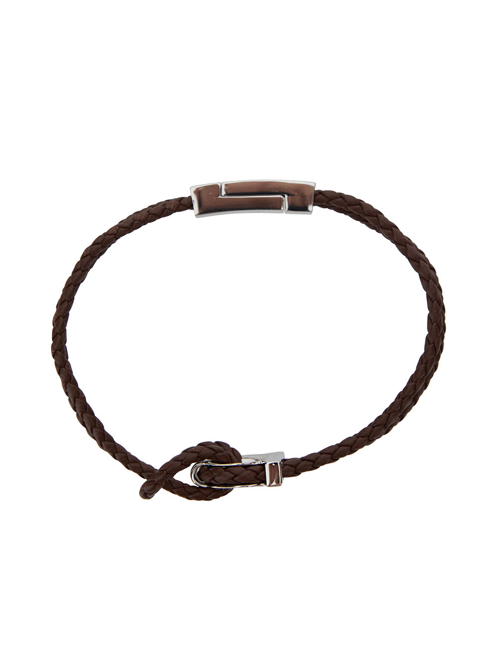 Shop Ferragamo Brown Bracelet With Gancini Buckle In Braided Leather Man