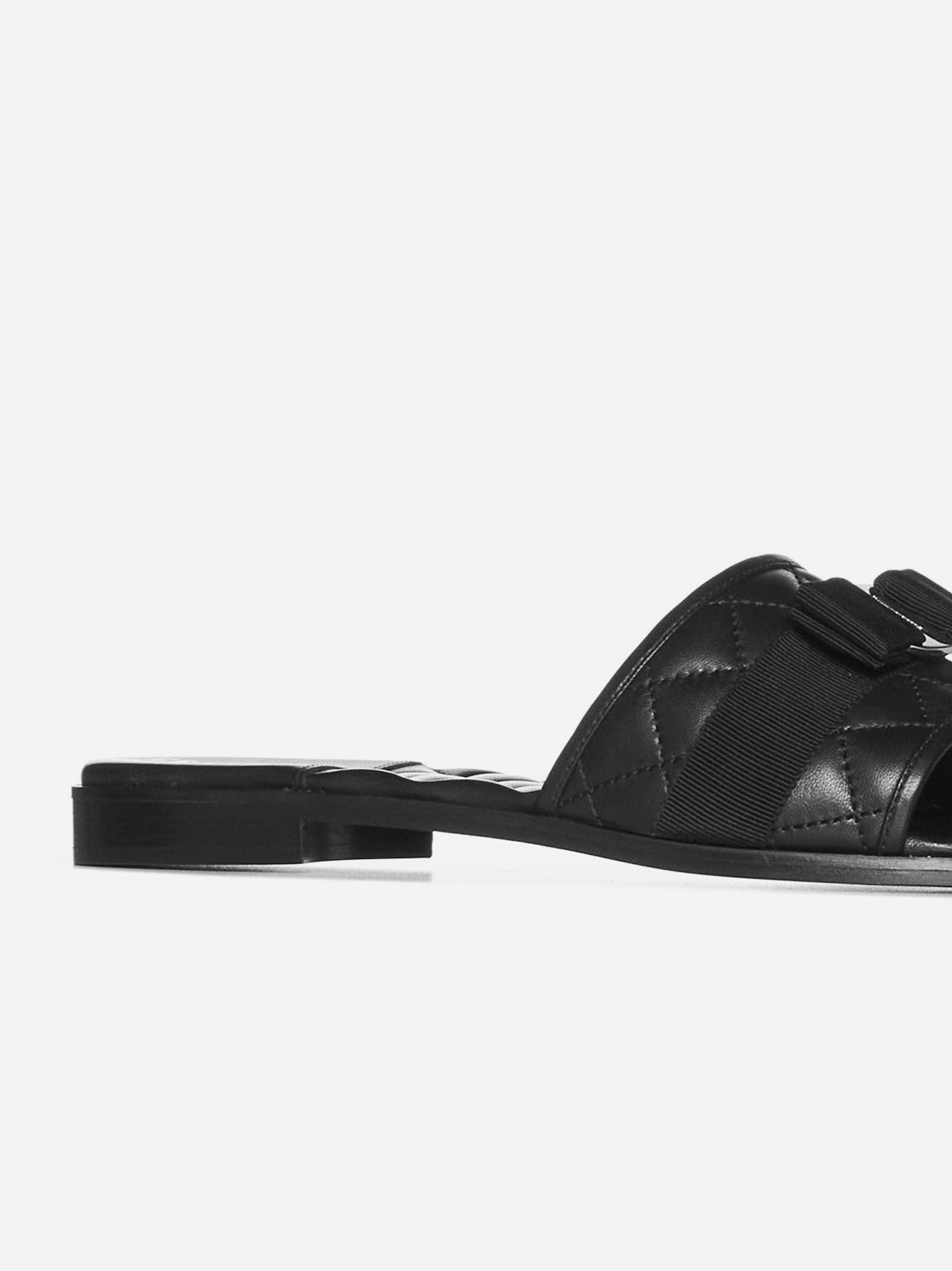 Shop Ferragamo Love Cq Quilted Leather Flat Sandals