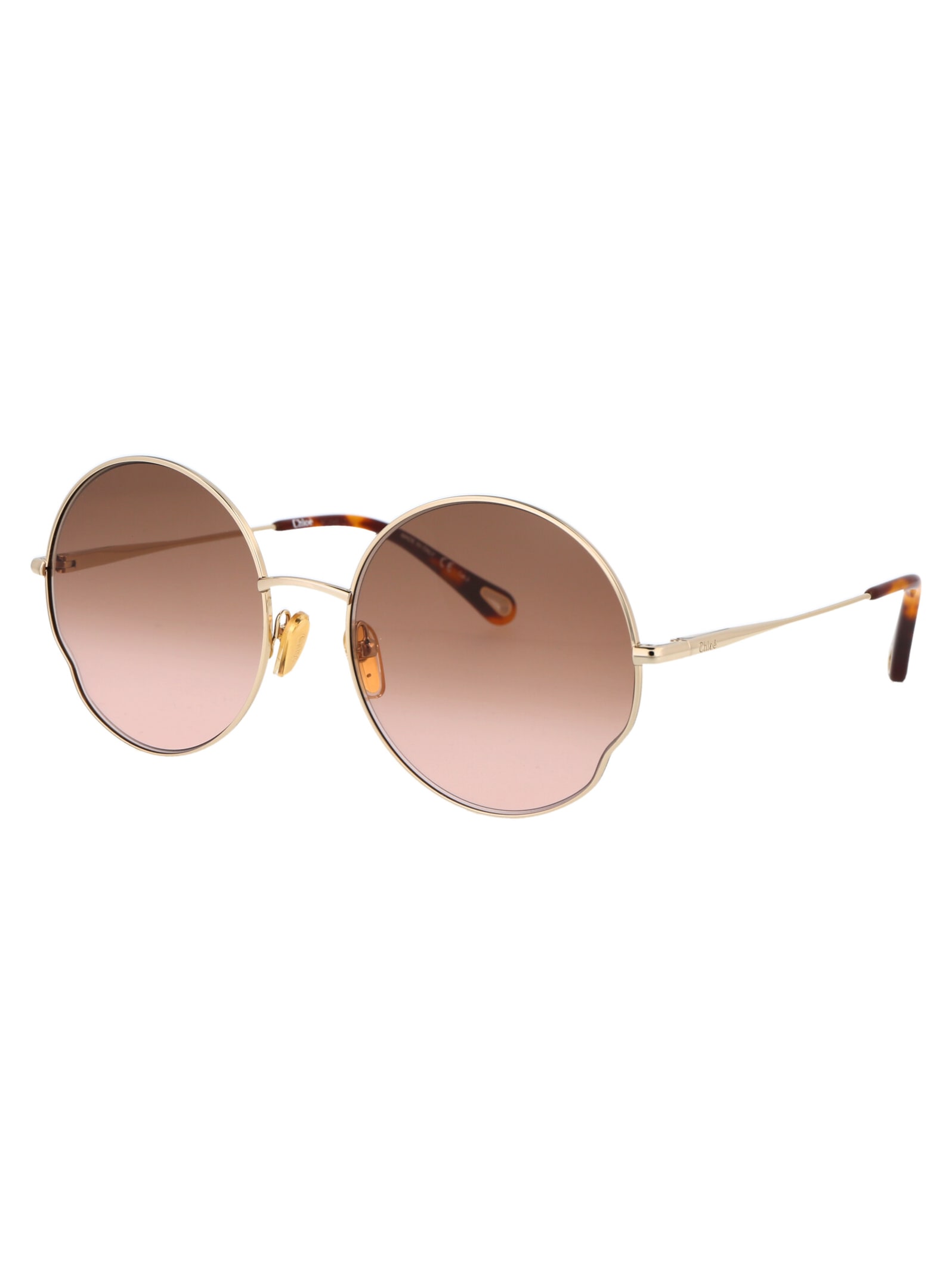 Shop Chloé Ch0095s Sunglasses In 001 Gold Gold Brown