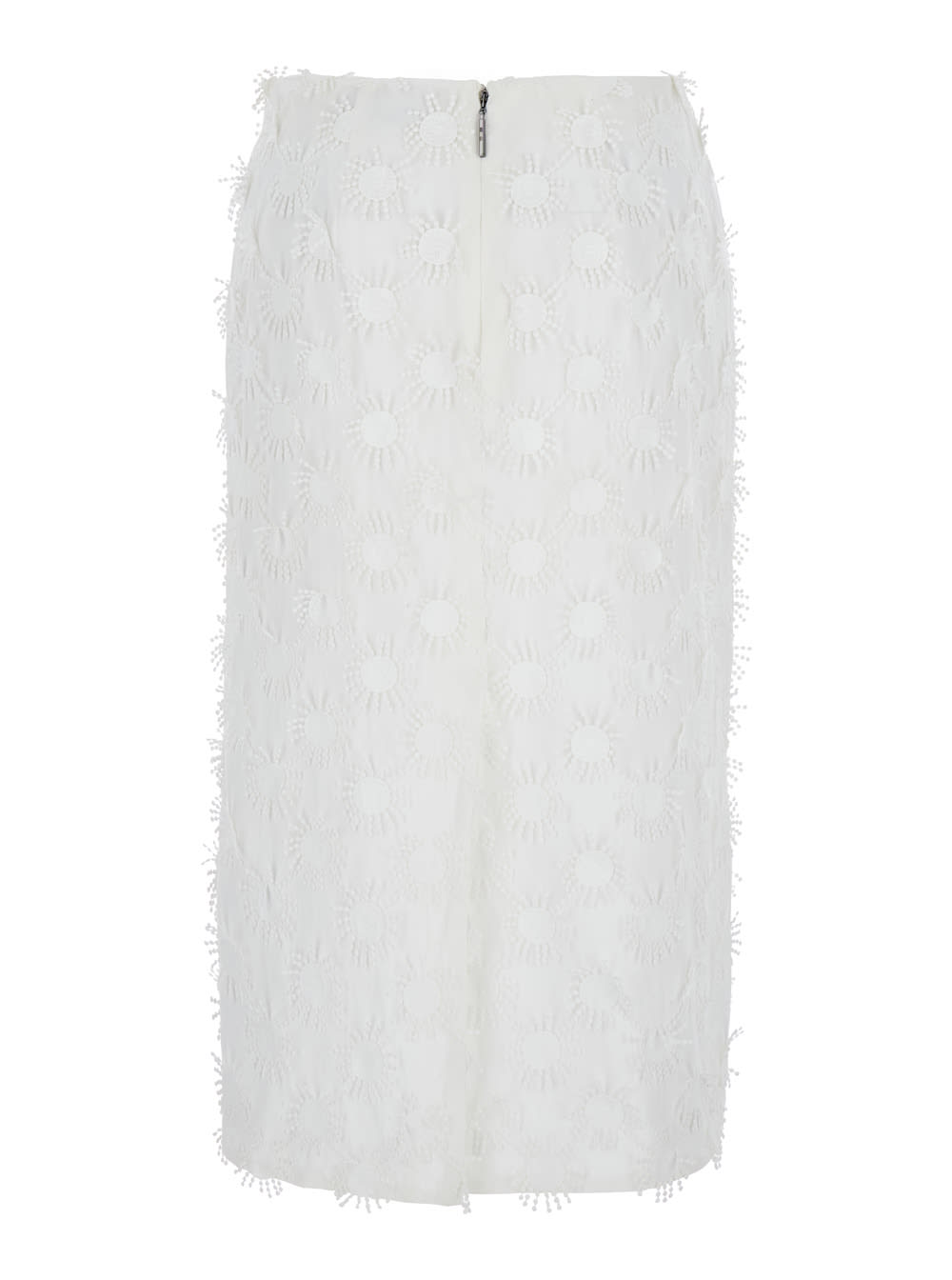 Msgm White Skirt With All-over Applications In White