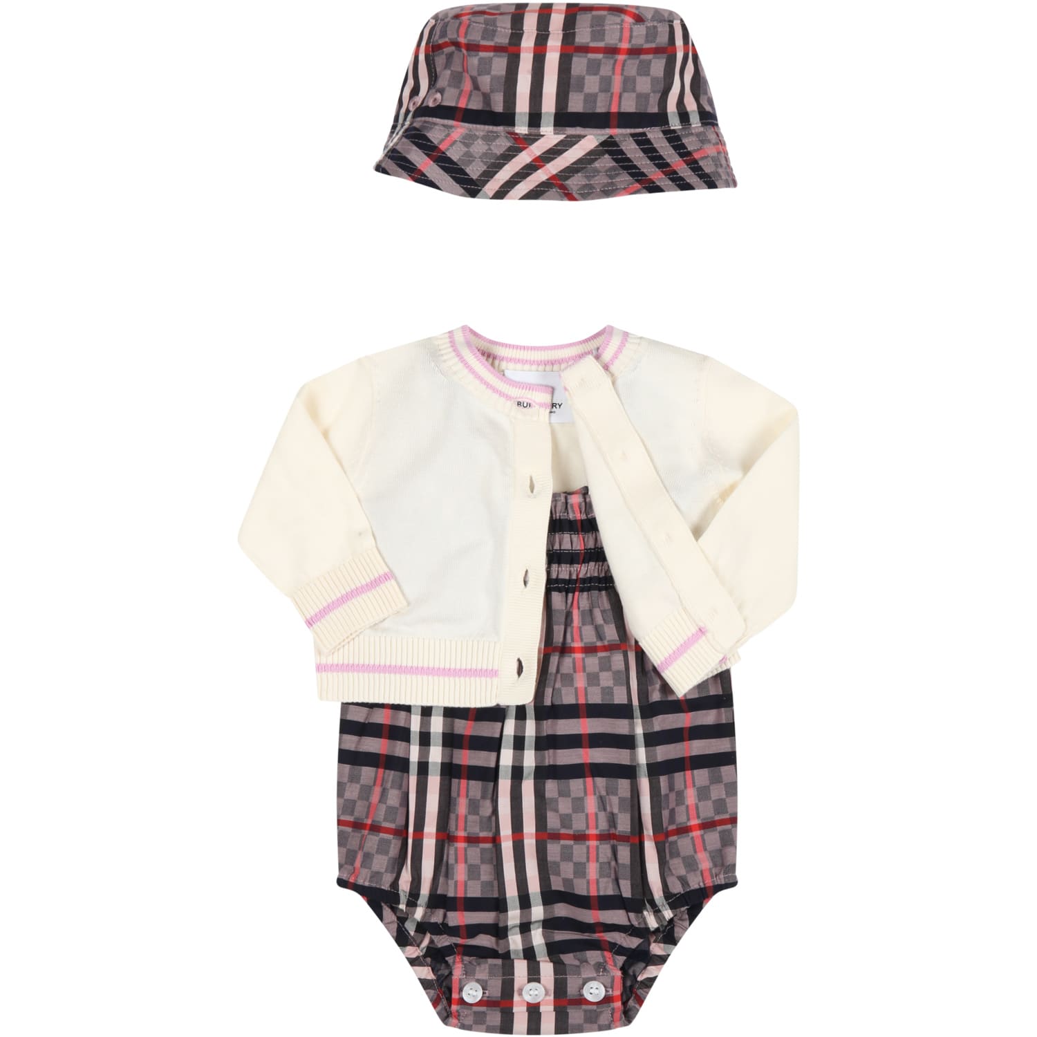 Burberry Multicolor Set For Baby Girl With Check Vintage