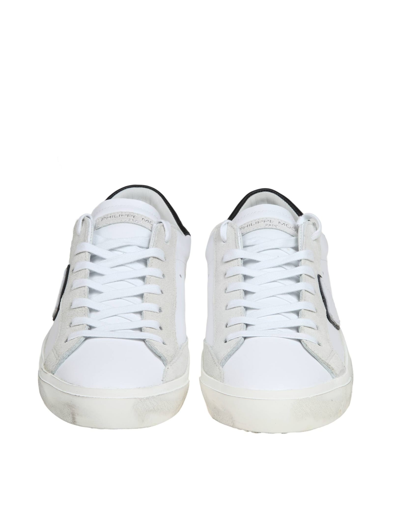 Shop Philippe Model Prsx Low Sneakers In White/black Leather