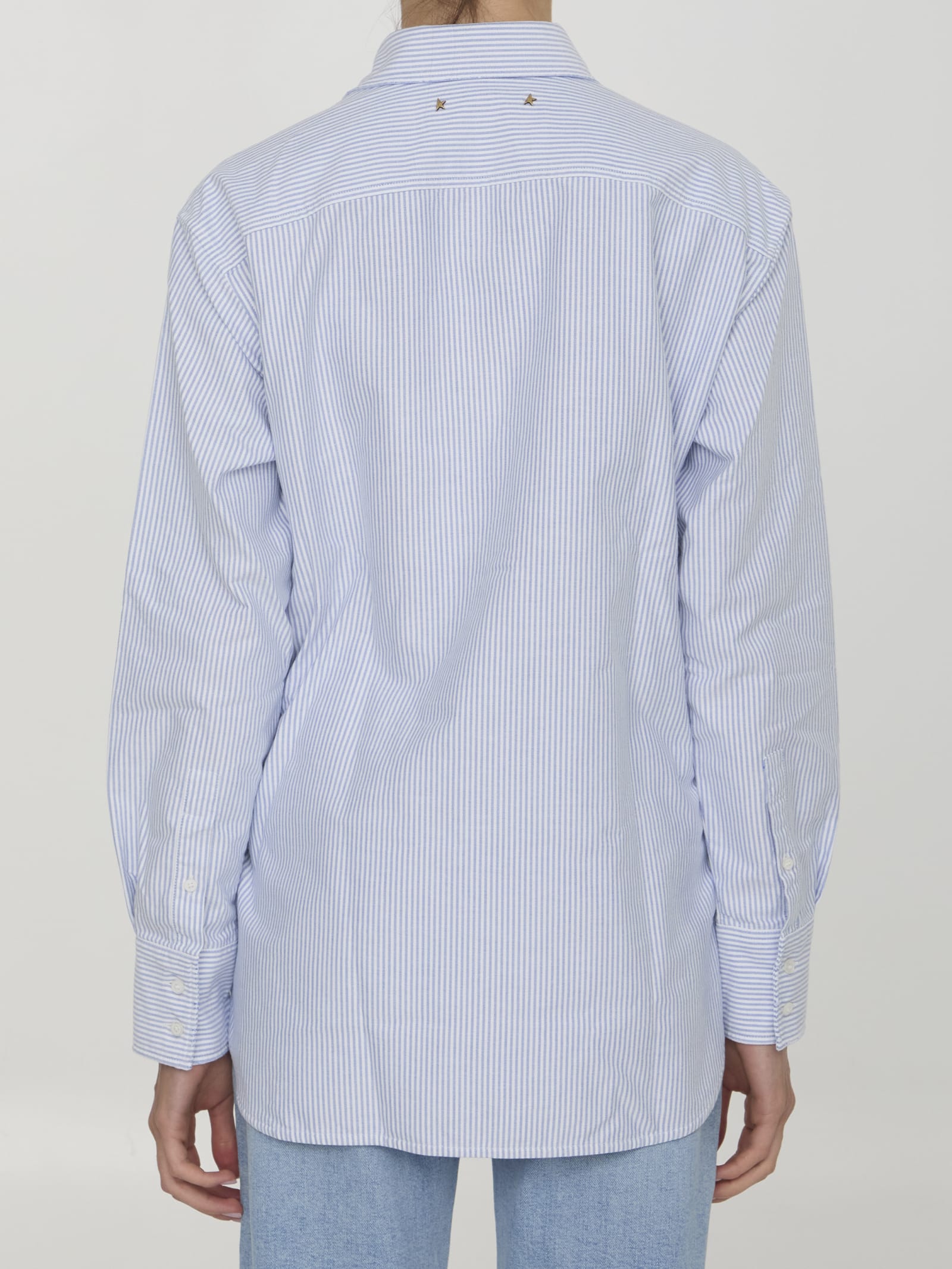 Shop Golden Goose Striped Cotton Shirt In White