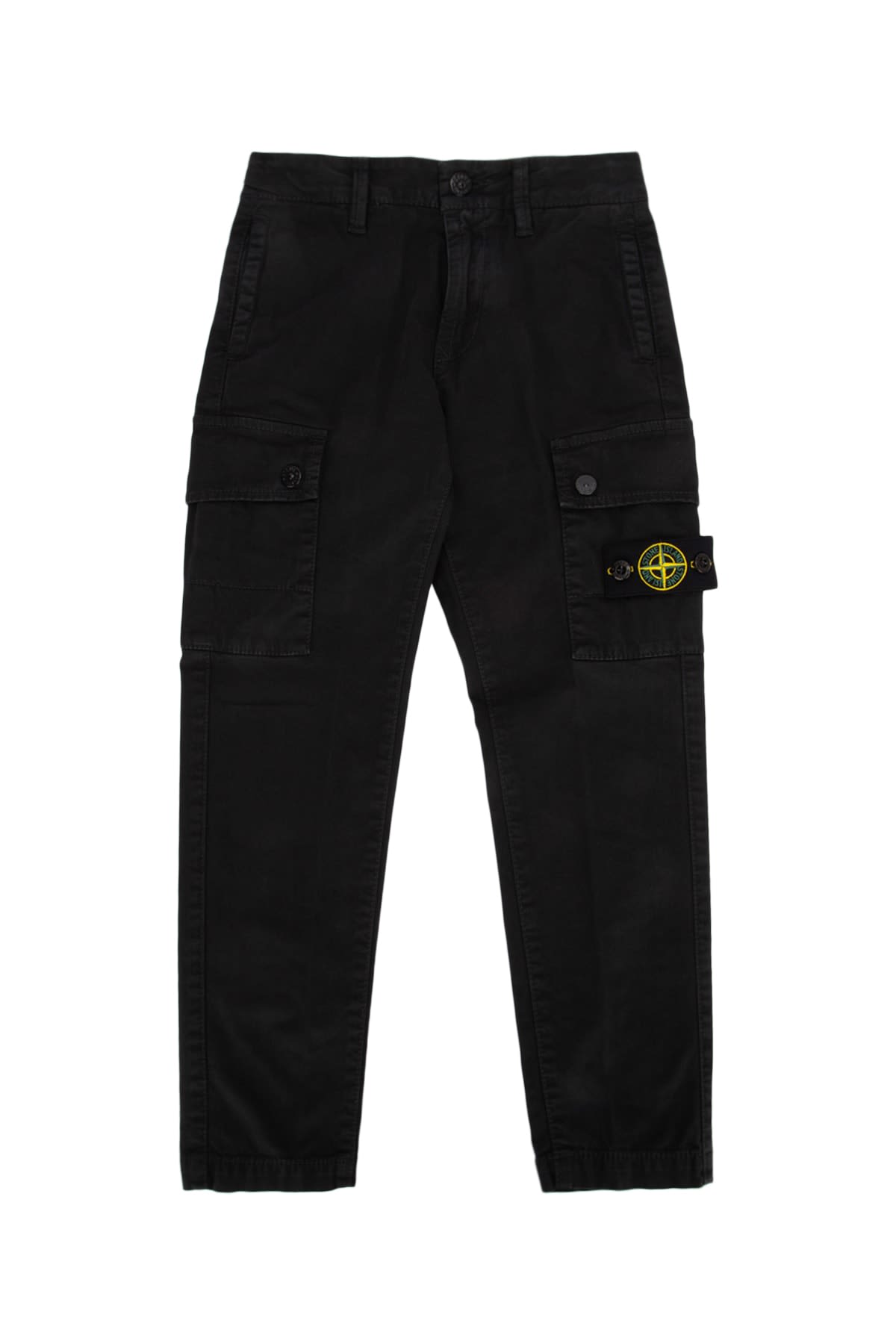 Stone Island Compass-badge Tapered Trousers In Black