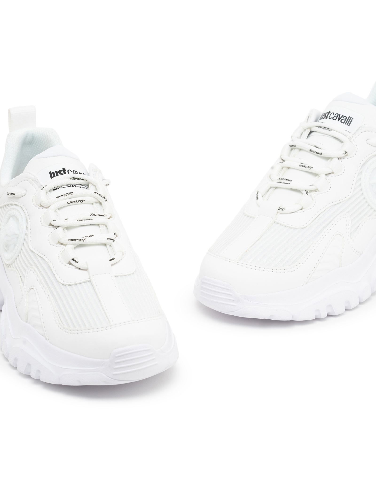 JUST CAVALLI JUST CAVALLI WHITE LOW TOP SNEAKERS 