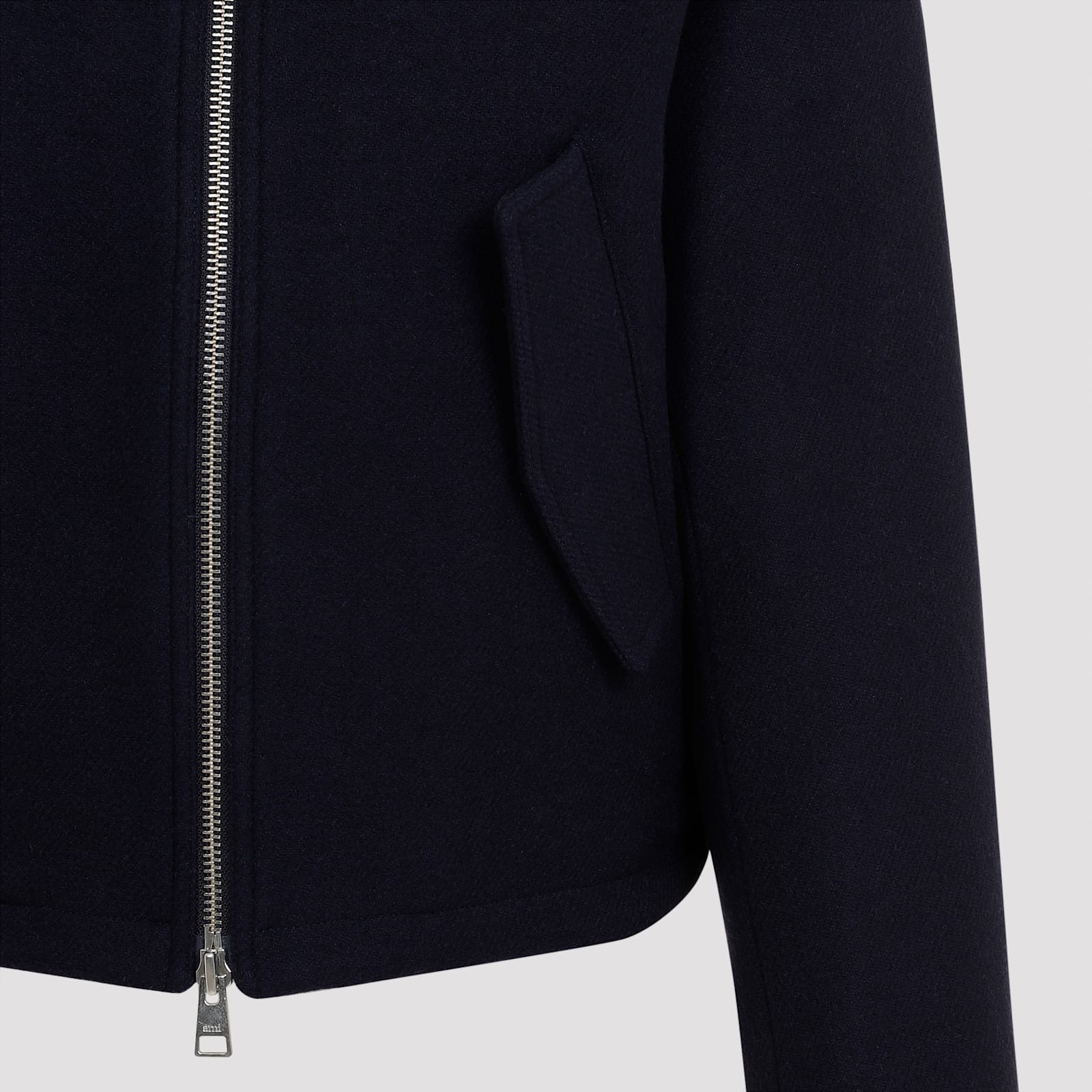 Shop Ami Alexandre Mattiussi Wool Short Jacket In Navy Blue