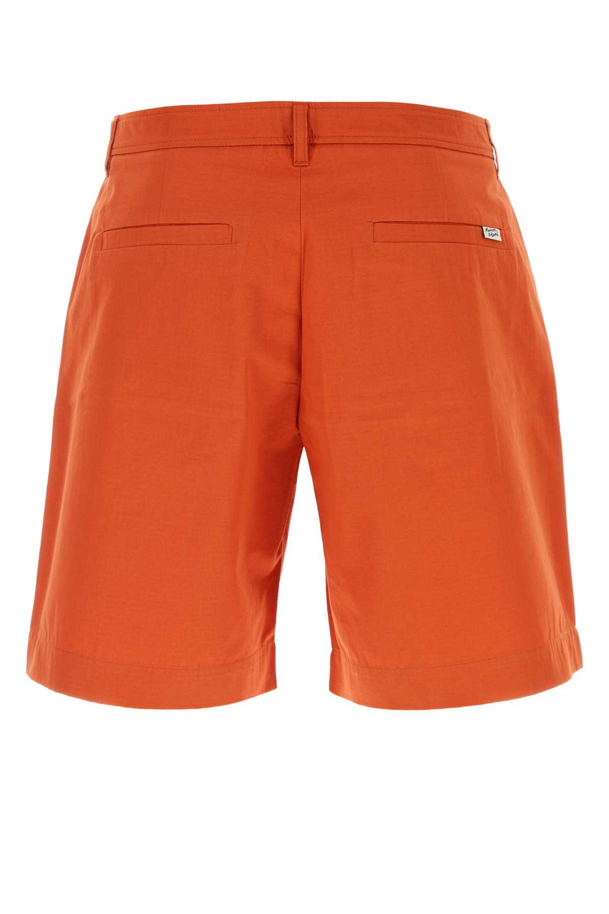 Shop Maison Kitsuné Dark Orange Cotton Bermuda Shorts In Paprika