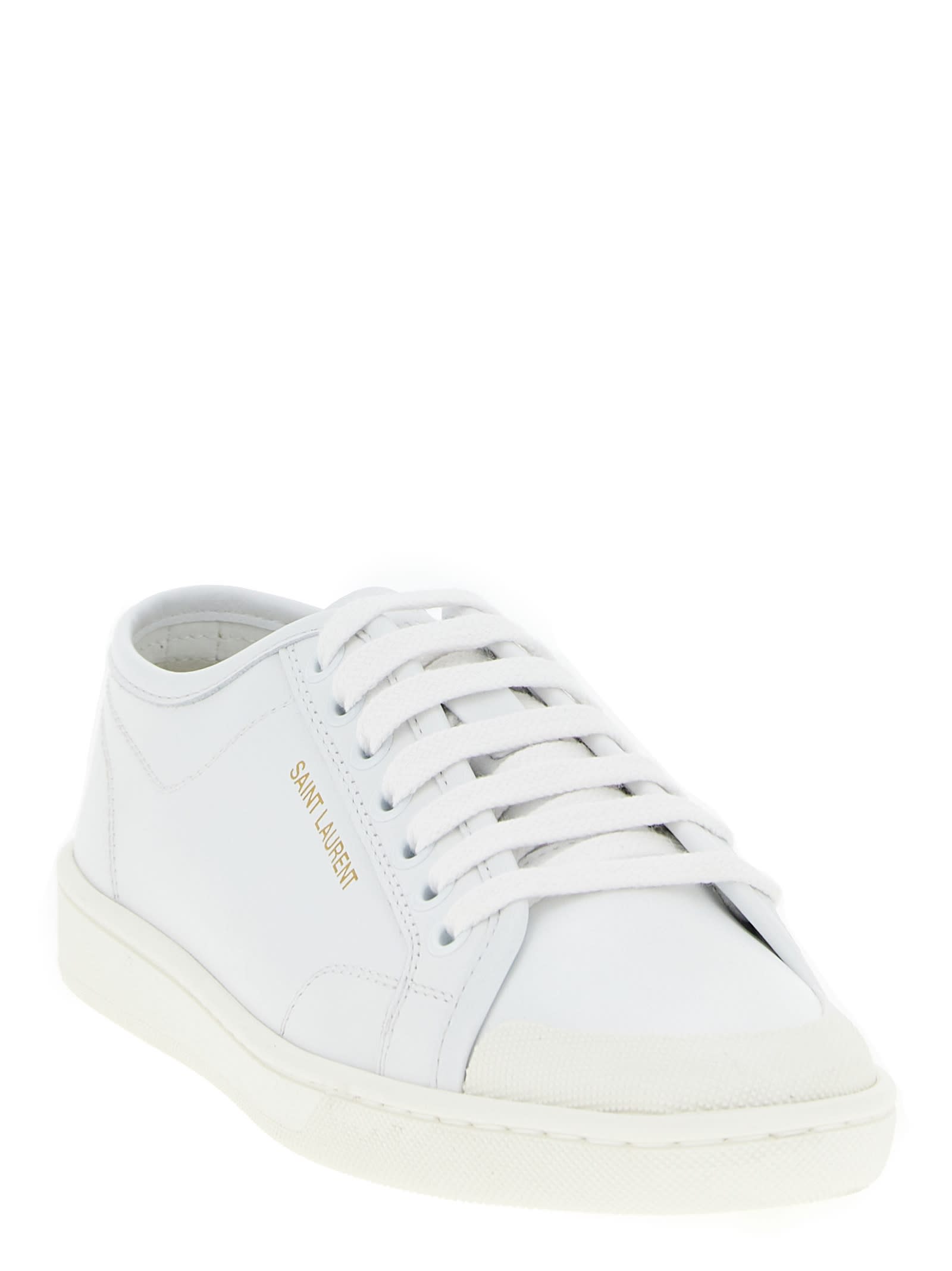 Saint Laurent Andy Low-top Leather Sneakers In White