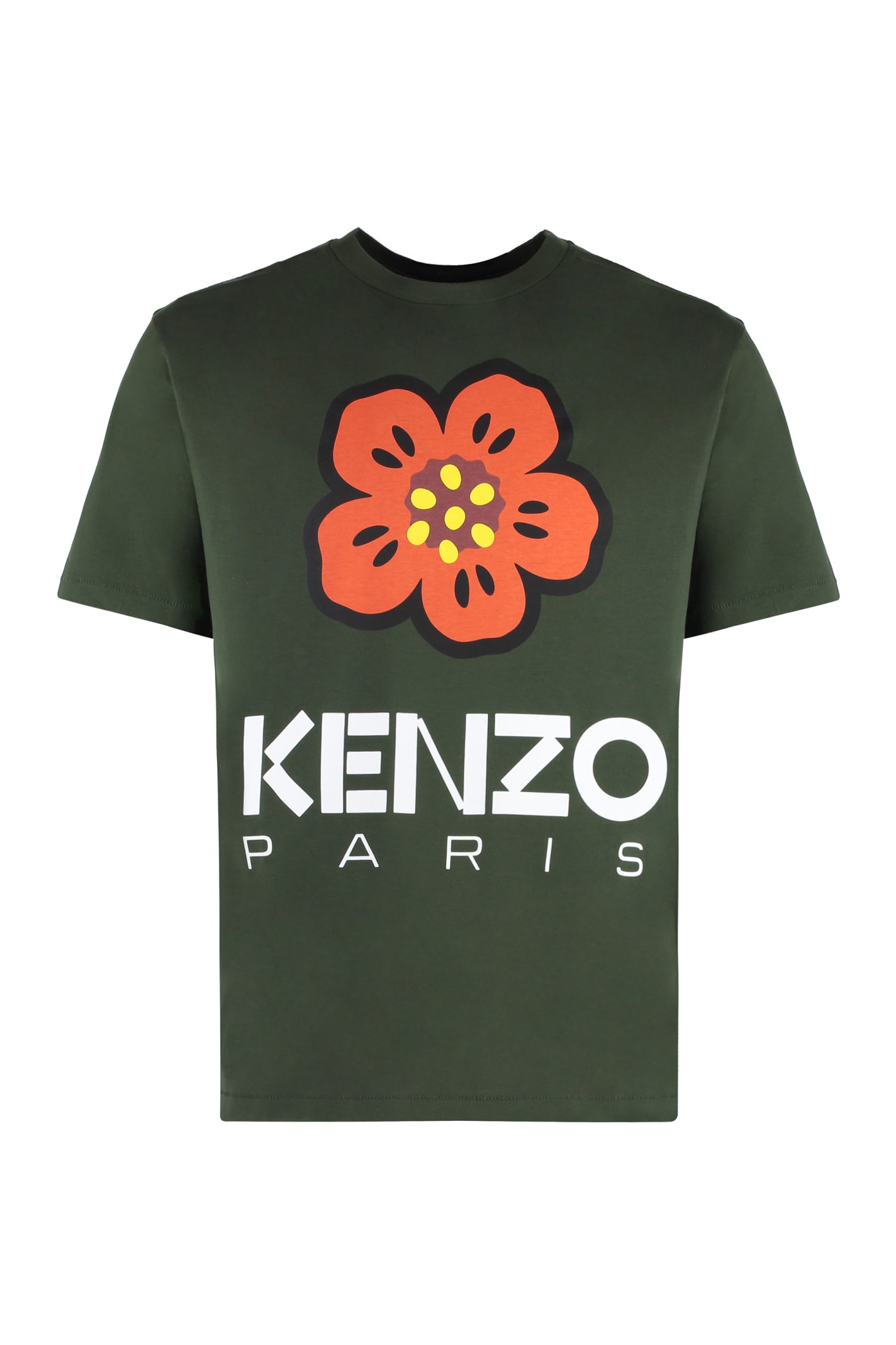 Kenzo Cotton Crew-neck T-shirt In Green
