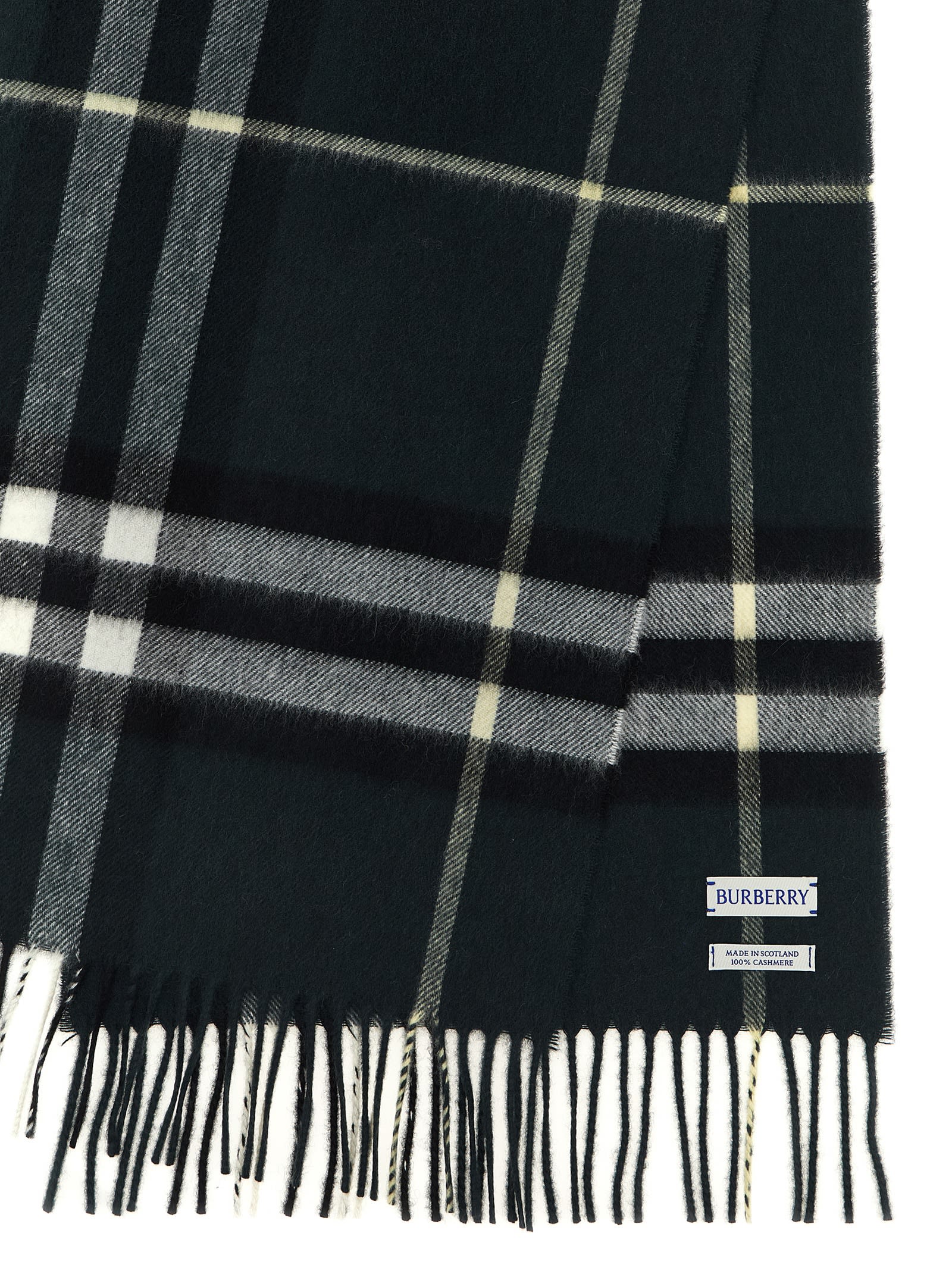 Burberry Cashmere Scarf With Classic Check Pattern In Black