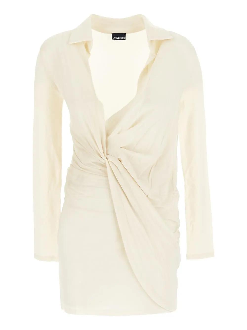 Shop Jacquemus La Robe Bahia Jersey Dress In White